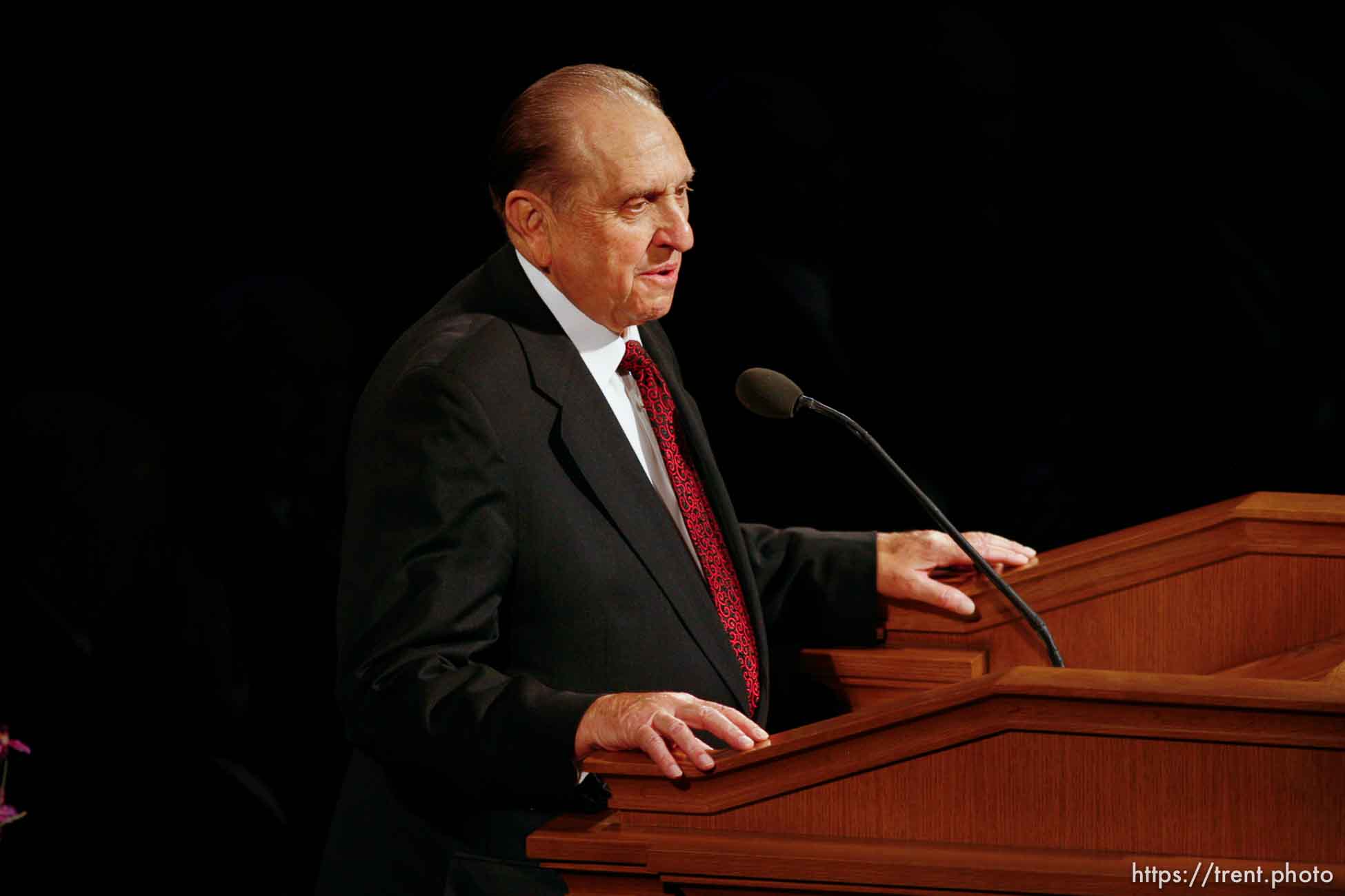 President Thomas S. Monson . Salt Lake City - Funeral for President James E. Faust, a member of the First Presidency of the Church of Jesus Christ of Latter-day Saints.
; 8.14.2007