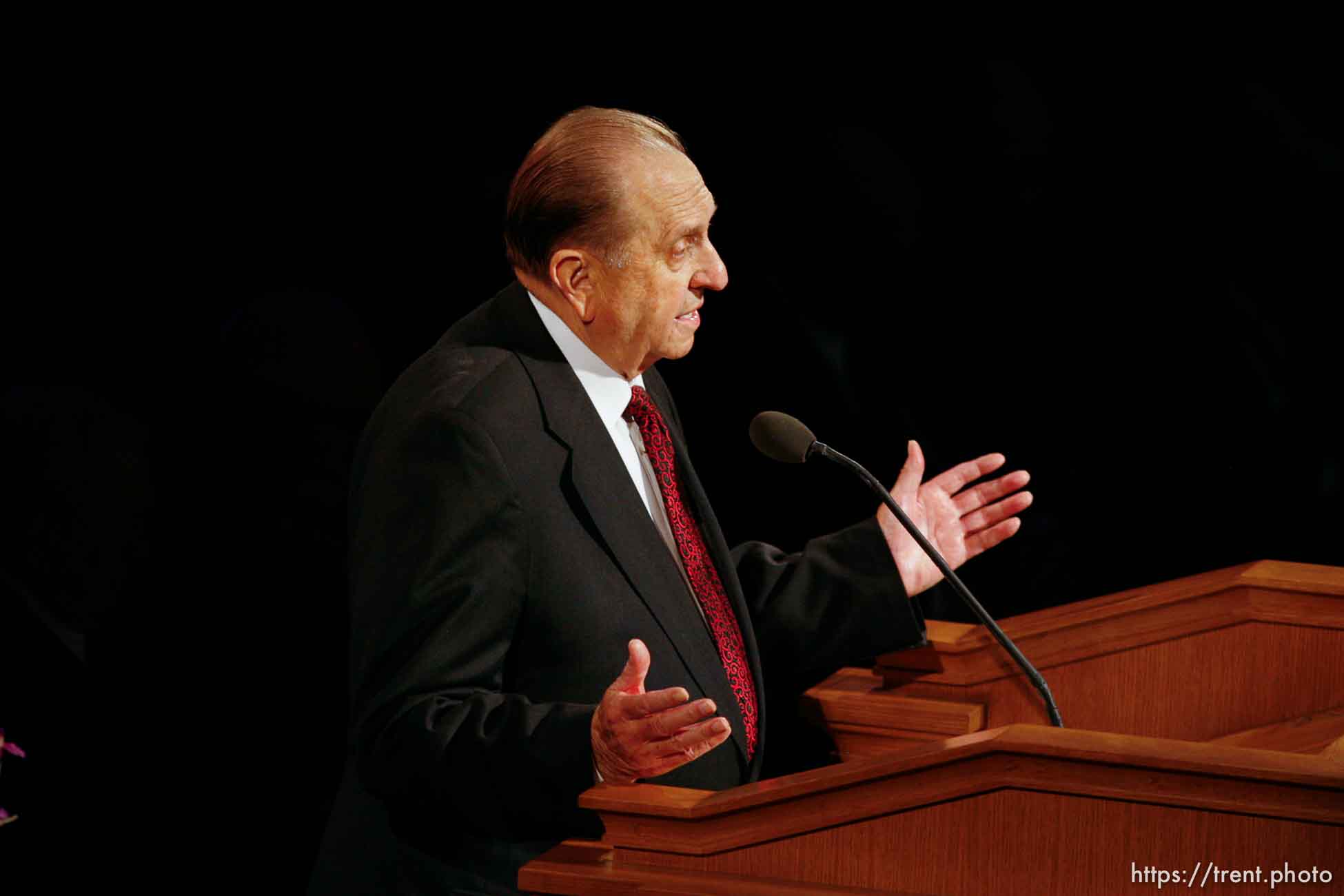 President Thomas S. Monson . Salt Lake City - Funeral for President James E. Faust, a member of the First Presidency of the Church of Jesus Christ of Latter-day Saints.
; 8.14.2007