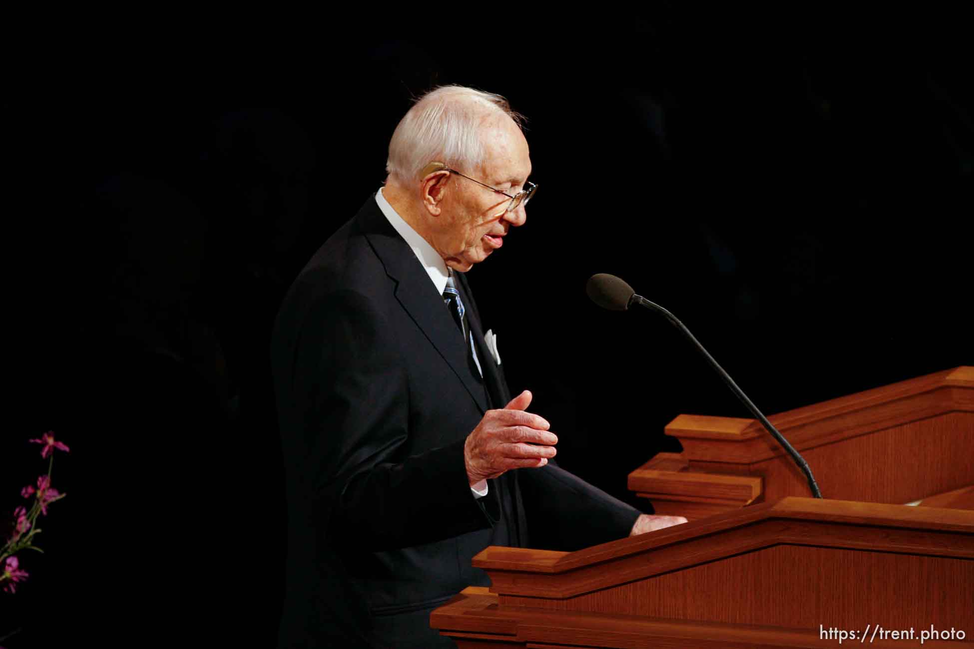 LDS President Gordon B. Hinckley . Salt Lake City - Funeral for President James E. Faust, a member of the First Presidency of the Church of Jesus Christ of Latter-day Saints.
; 8.14.2007