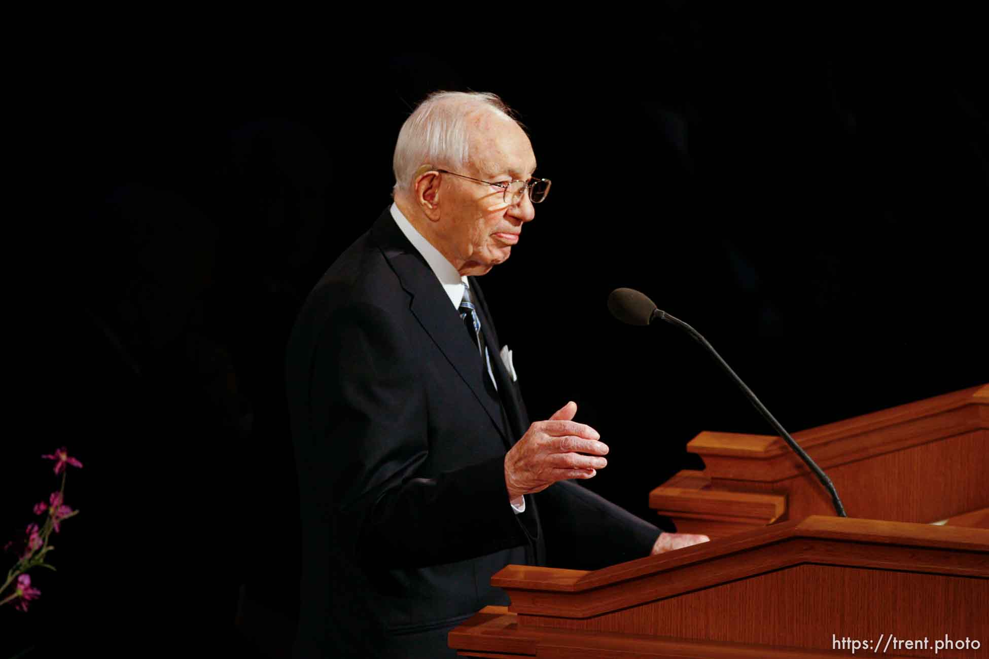 LDS President Gordon B. Hinckley . Salt Lake City - Funeral for President James E. Faust, a member of the First Presidency of the Church of Jesus Christ of Latter-day Saints.
; 8.14.2007