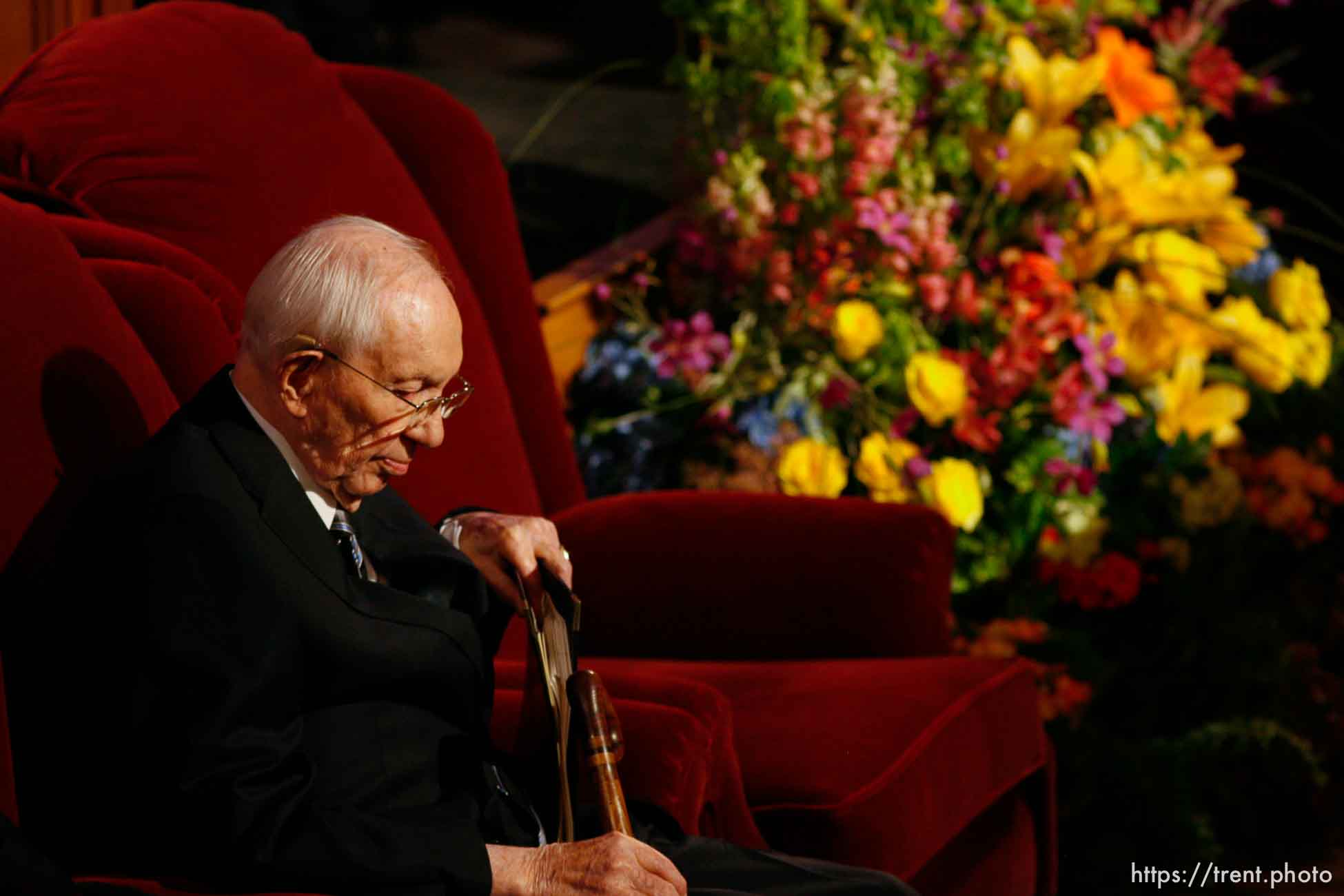 LDS President Gordon B. Hinckley . Salt Lake City - Funeral for President James E. Faust, a member of the First Presidency of the Church of Jesus Christ of Latter-day Saints.
; 8.14.2007