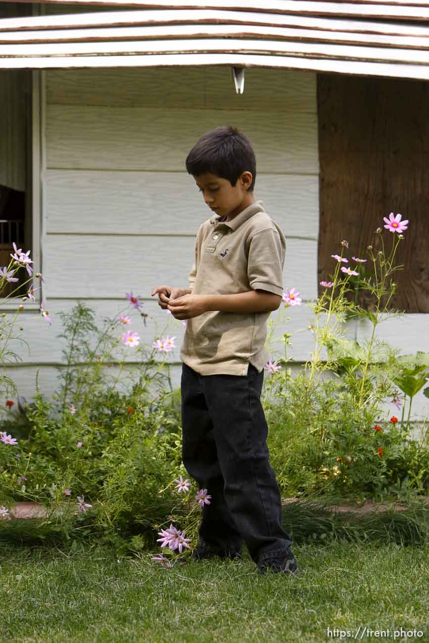 Price - Adrian Sanchez (6), is the nephew of Manuel Sanchez, one of the six miners trapped in the Crandall Canyon Mine.
Trent Nelson/The Salt Lake Tribune; 8.23.2007