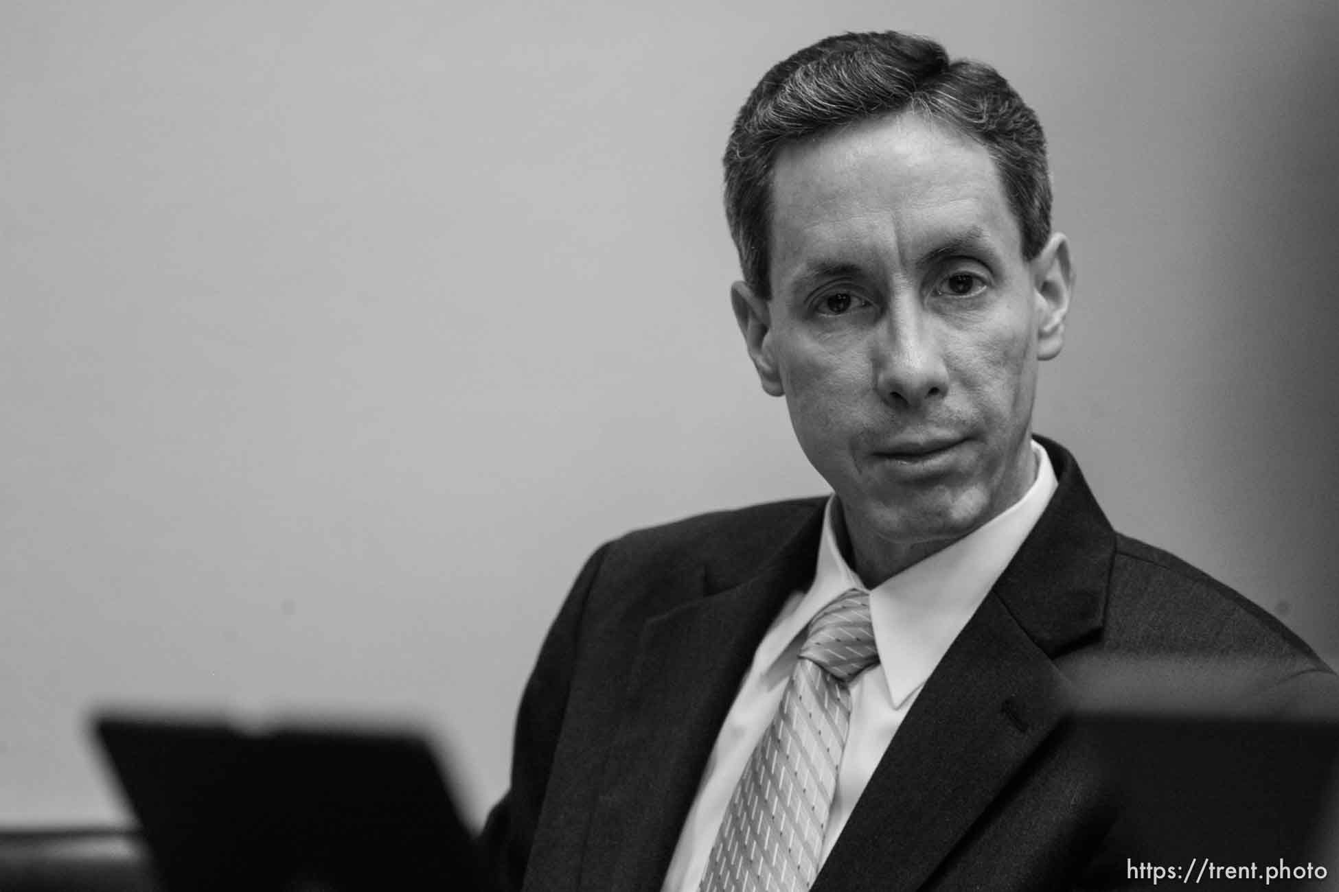 The Warren Jeffs' trial in St. George, Utah. Jeffs, head of the Fundamentalist Church of Jesus Christ of Latter Day Saints, is charged with two counts of rape as an accomplice for allegedly coercing the marriage and rape of a 14-year-old follower to her 19-year-old cousin in 2001.