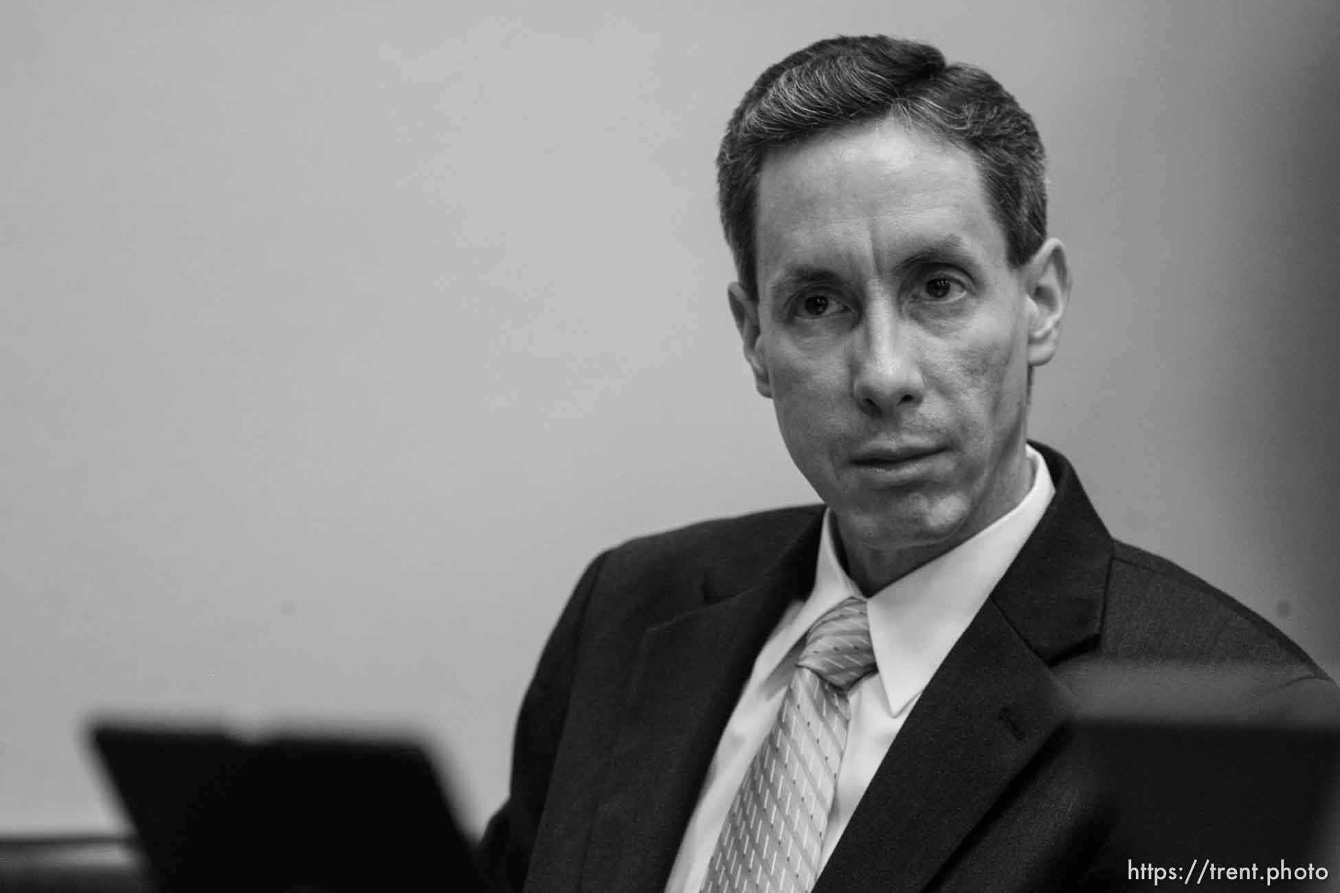 The Warren Jeffs' trial in St. George, Utah. Jeffs, head of the Fundamentalist Church of Jesus Christ of Latter Day Saints, is charged with two counts of rape as an accomplice for allegedly coercing the marriage and rape of a 14-year-old follower to her 19-year-old cousin in 2001.