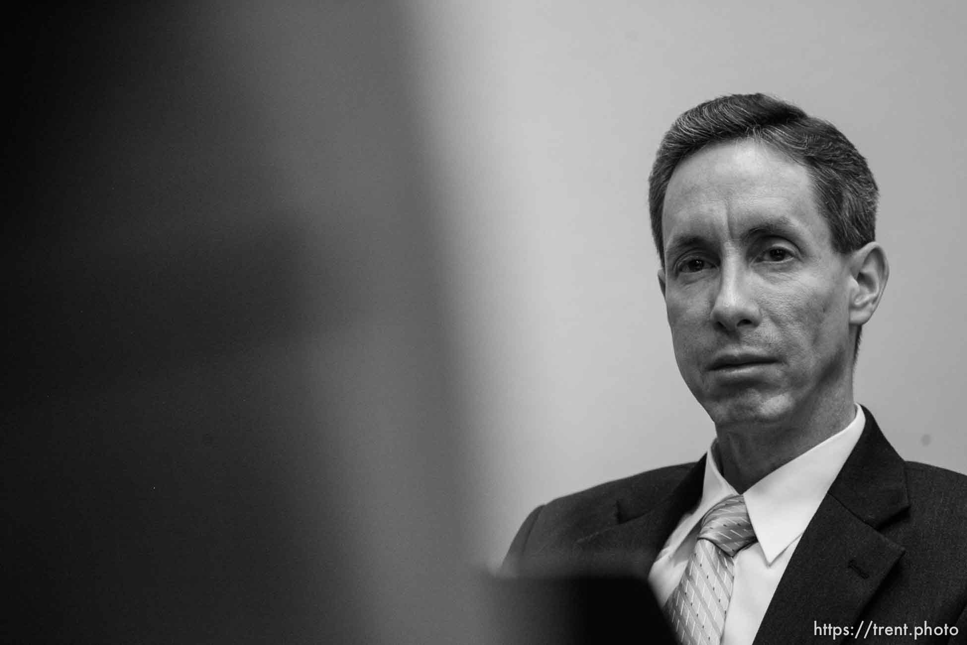 The Warren Jeffs' trial in St. George, Utah. Jeffs, head of the Fundamentalist Church of Jesus Christ of Latter Day Saints, is charged with two counts of rape as an accomplice for allegedly coercing the marriage and rape of a 14-year-old follower to her 19-year-old cousin in 2001.