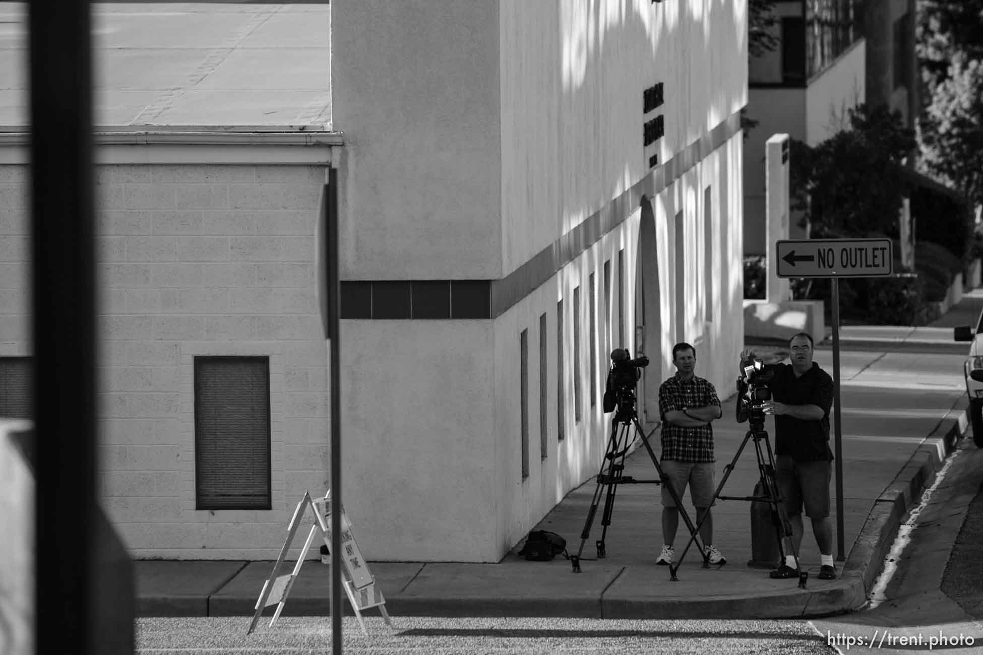 The Warren Jeffs' trial in St. George, Utah. Jeffs, head of the Fundamentalist Church of Jesus Christ of Latter Day Saints, is charged with two counts of rape as an accomplice for allegedly coercing the marriage and rape of a 14-year-old follower to her 19-year-old cousin in 2001. photographers waiting