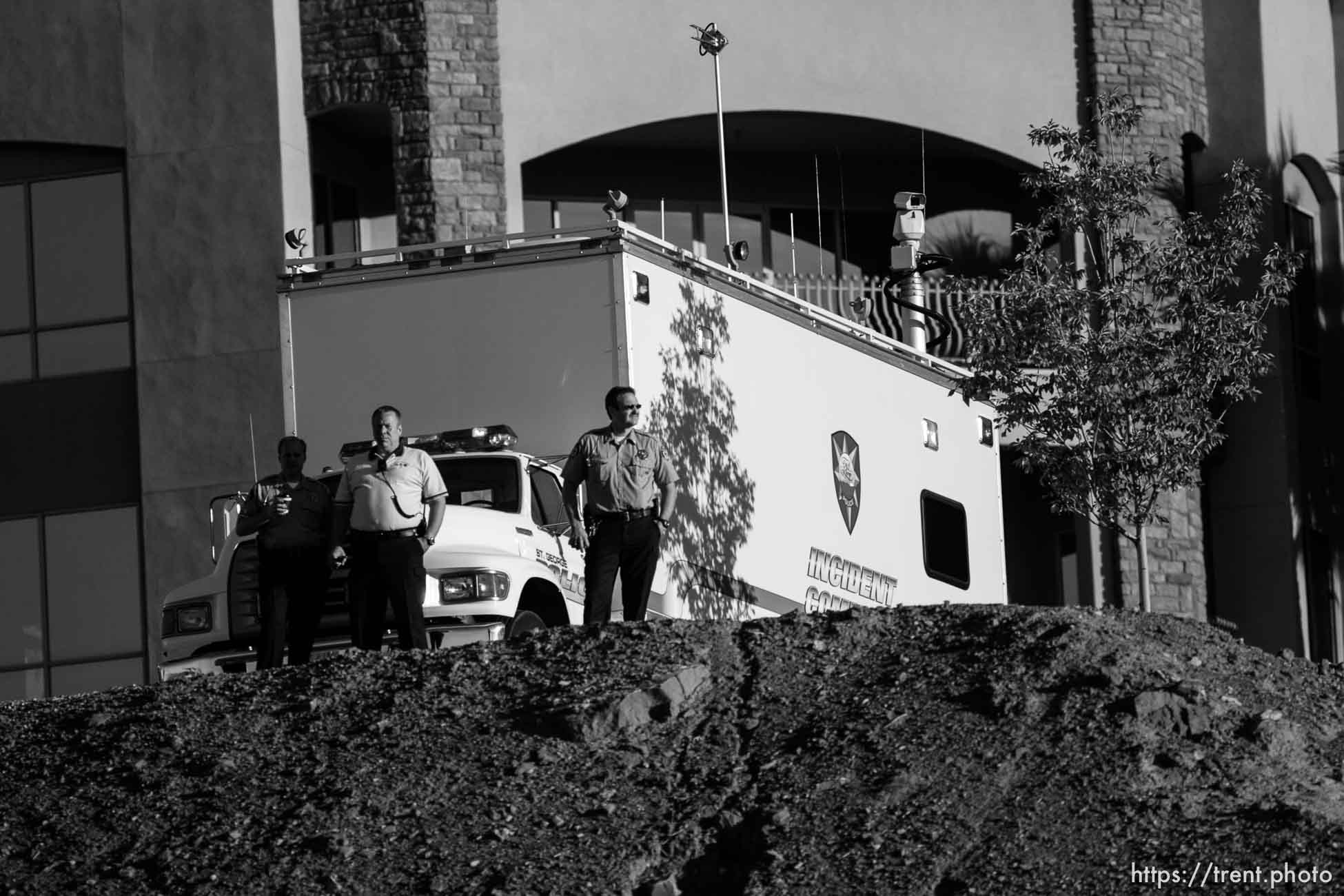 The Warren Jeffs' trial in St. George, Utah. Jeffs, head of the Fundamentalist Church of Jesus Christ of Latter Day Saints, is charged with two counts of rape as an accomplice for allegedly coercing the marriage and rape of a 14-year-old follower to her 19-year-old cousin in 2001. security