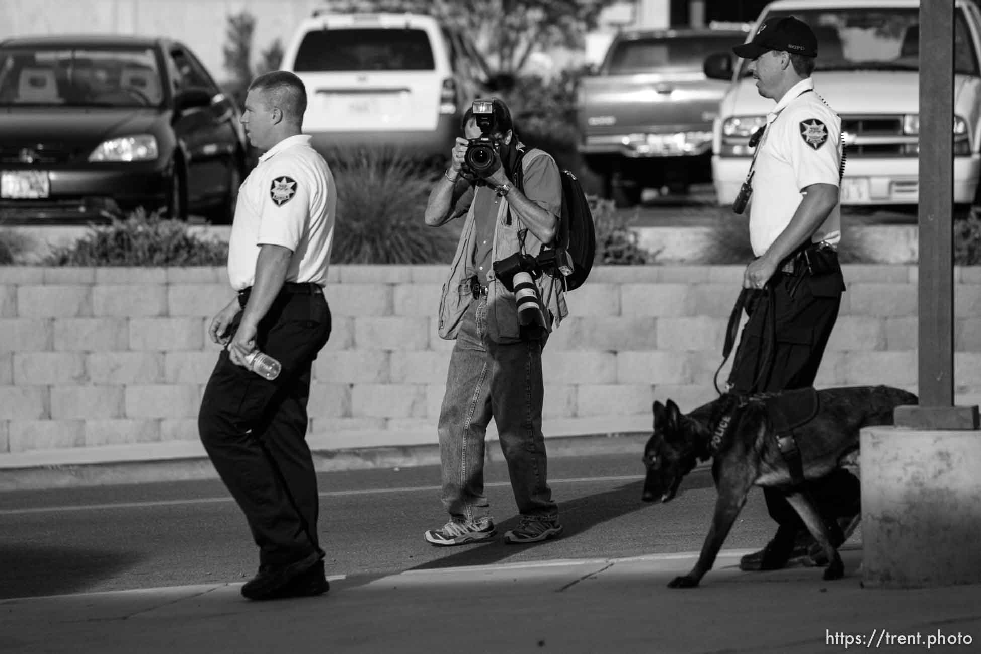 The Warren Jeffs' trial in St. George, Utah. Jeffs, head of the Fundamentalist Church of Jesus Christ of Latter Day Saints, is charged with two counts of rape as an accomplice for allegedly coercing the marriage and rape of a 14-year-old follower to her 19-year-old cousin in 2001. george frey