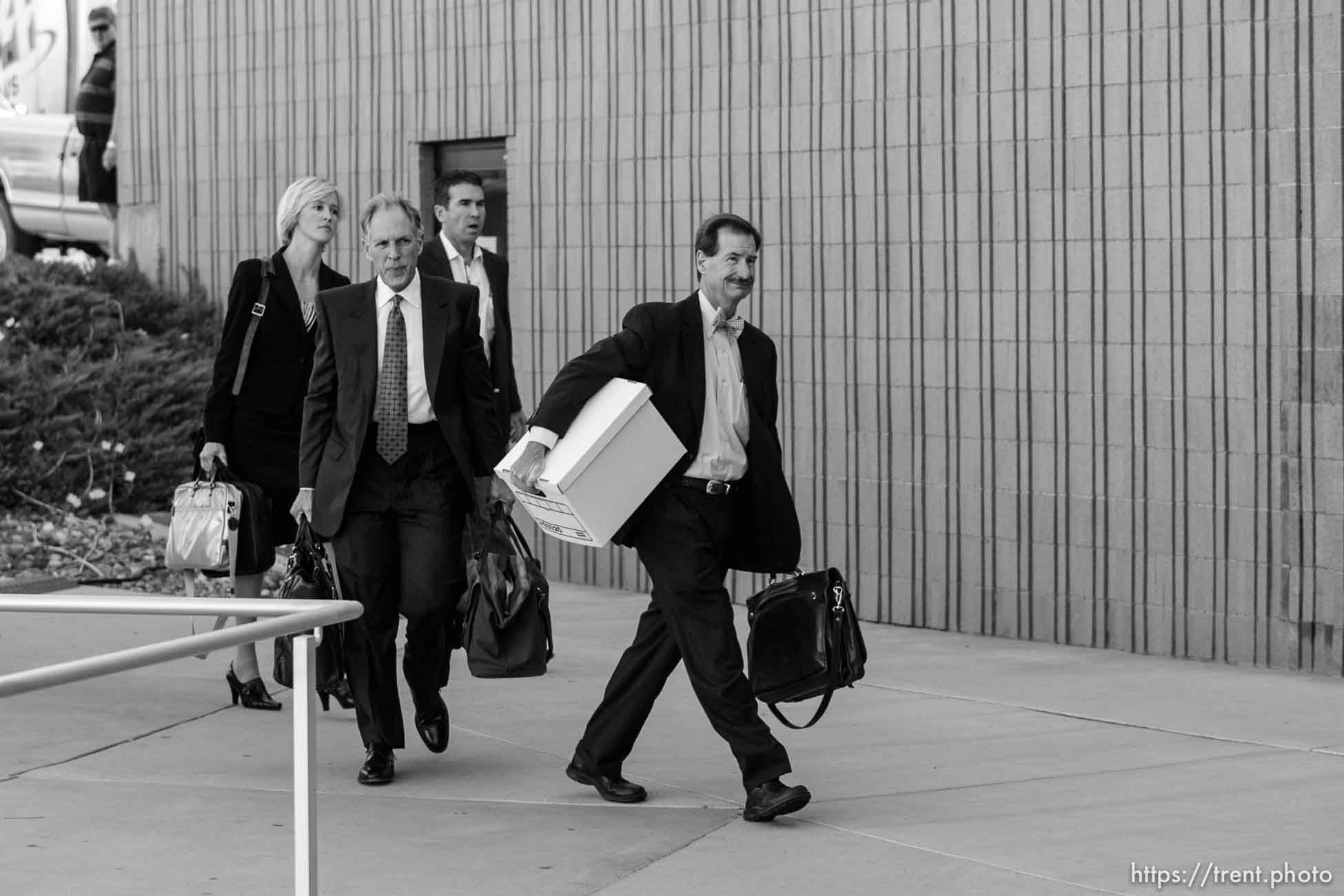 The Warren Jeffs' trial in St. George, Utah. Jeffs, head of the Fundamentalist Church of Jesus Christ of Latter Day Saints, is charged with two counts of rape as an accomplice for allegedly coercing the marriage and rape of a 14-year-old follower to her 19-year-old cousin in 2001.. defense attorney Walter Bugden. defense attorney Tara Isaacson. defense attorney Richard Wright