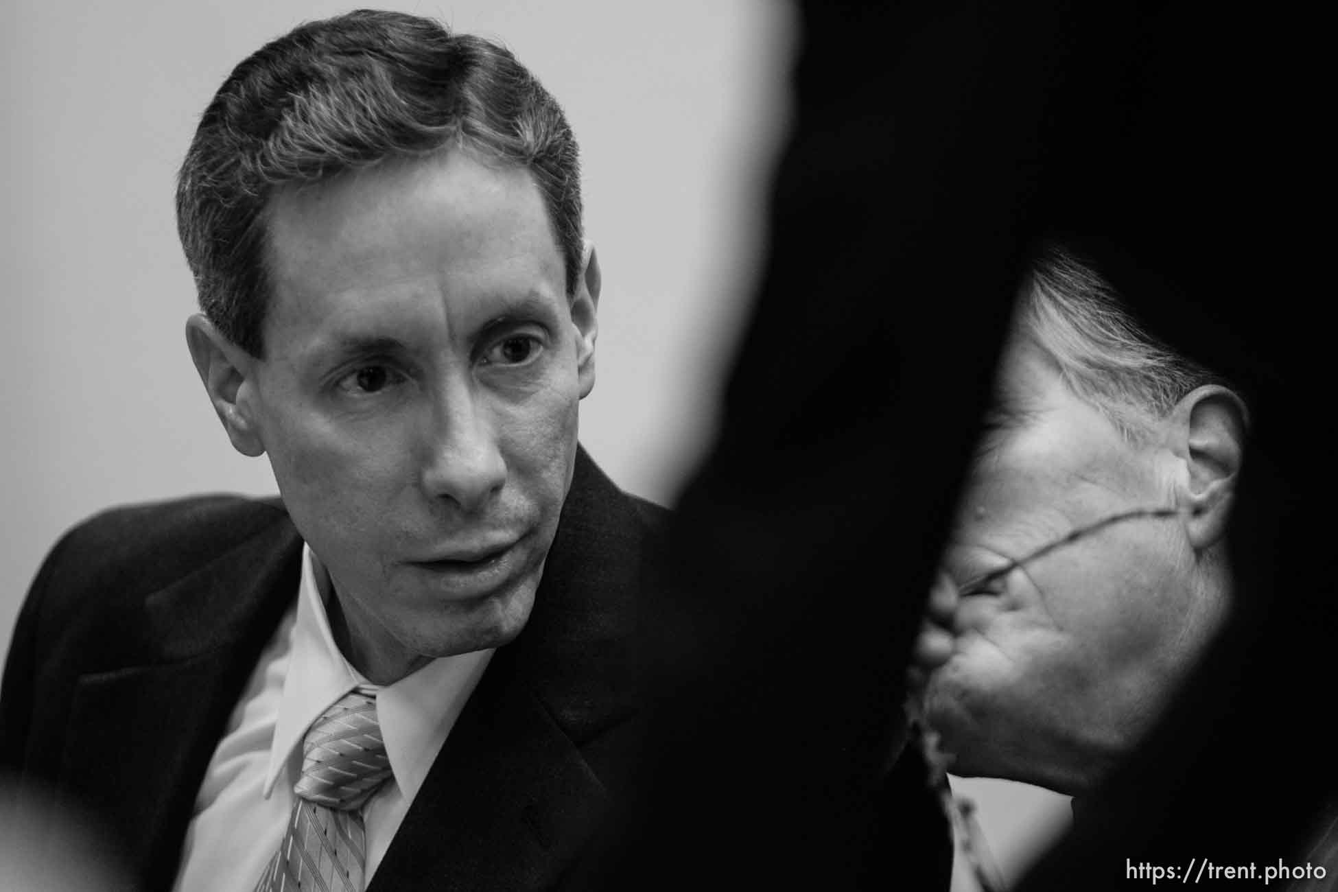 The Warren Jeffs' trial in St. George, Utah. Jeffs, head of the Fundamentalist Church of Jesus Christ of Latter Day Saints, is charged with two counts of rape as an accomplice for allegedly coercing the marriage and rape of a 14-year-old follower to her 19-year-old cousin in 2001.