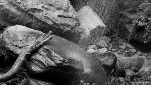 emerald pool hike at zion national park. waterfall and rocks