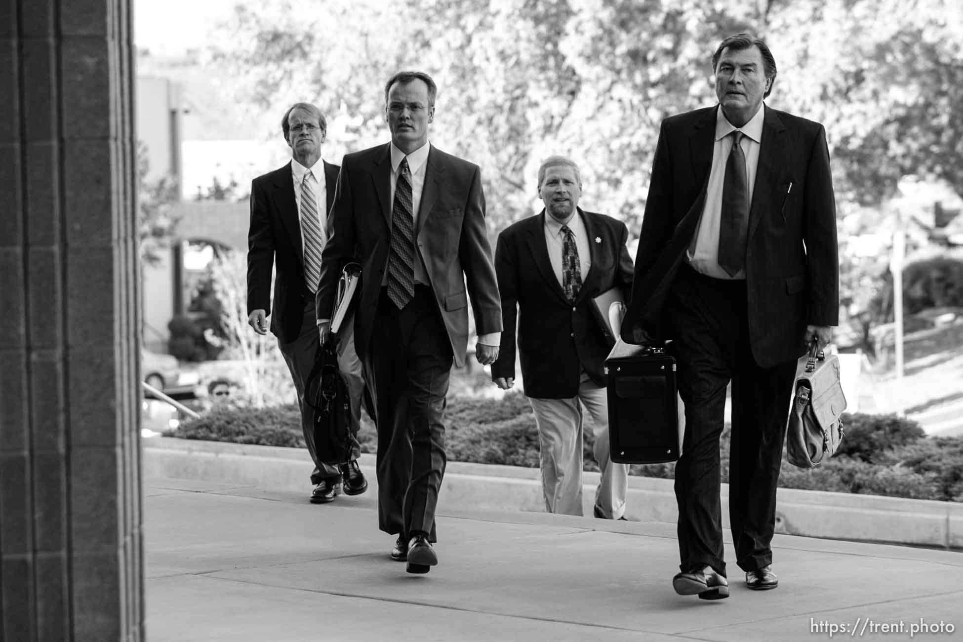 The Warren Jeffs' trial in St. George, Utah. Jeffs, head of the Fundamentalist Church of Jesus Christ of Latter Day Saints, is charged with two counts of rape as an accomplice for allegedly coercing the marriage and rape of a 14-year-old follower to her 19-year-old cousin in 2001. Washington County Attorney Brock Belnap. Utah Assistant Attorney General Craig Barlow, ryan shaum