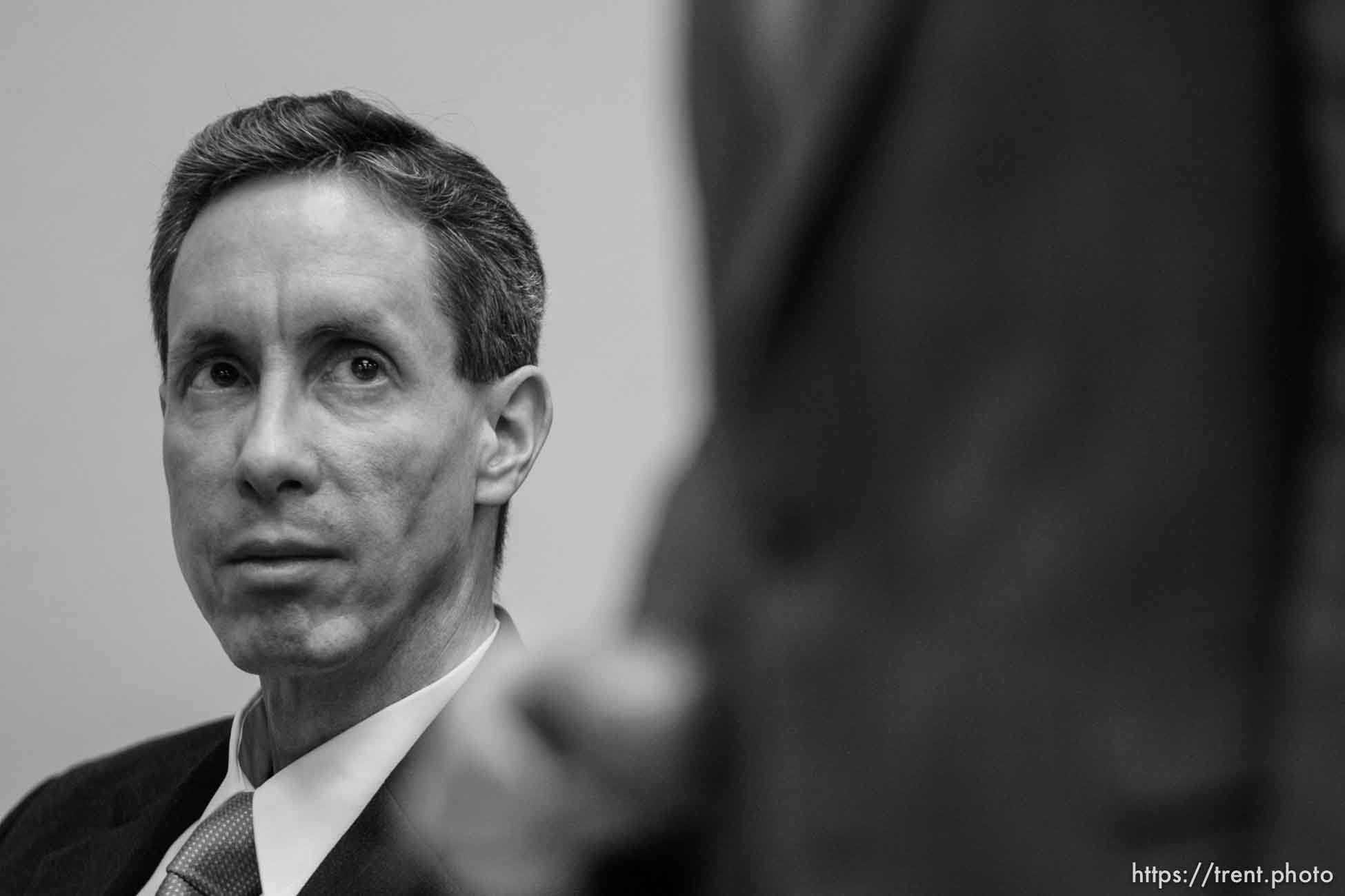 The Warren Jeffs' trial in St. George, Utah. Jeffs, head of the Fundamentalist Church of Jesus Christ of Latter Day Saints, is charged with two counts of rape as an accomplice for allegedly coercing the marriage and rape of a 14-year-old follower to her 19-year-old cousin in 2001.