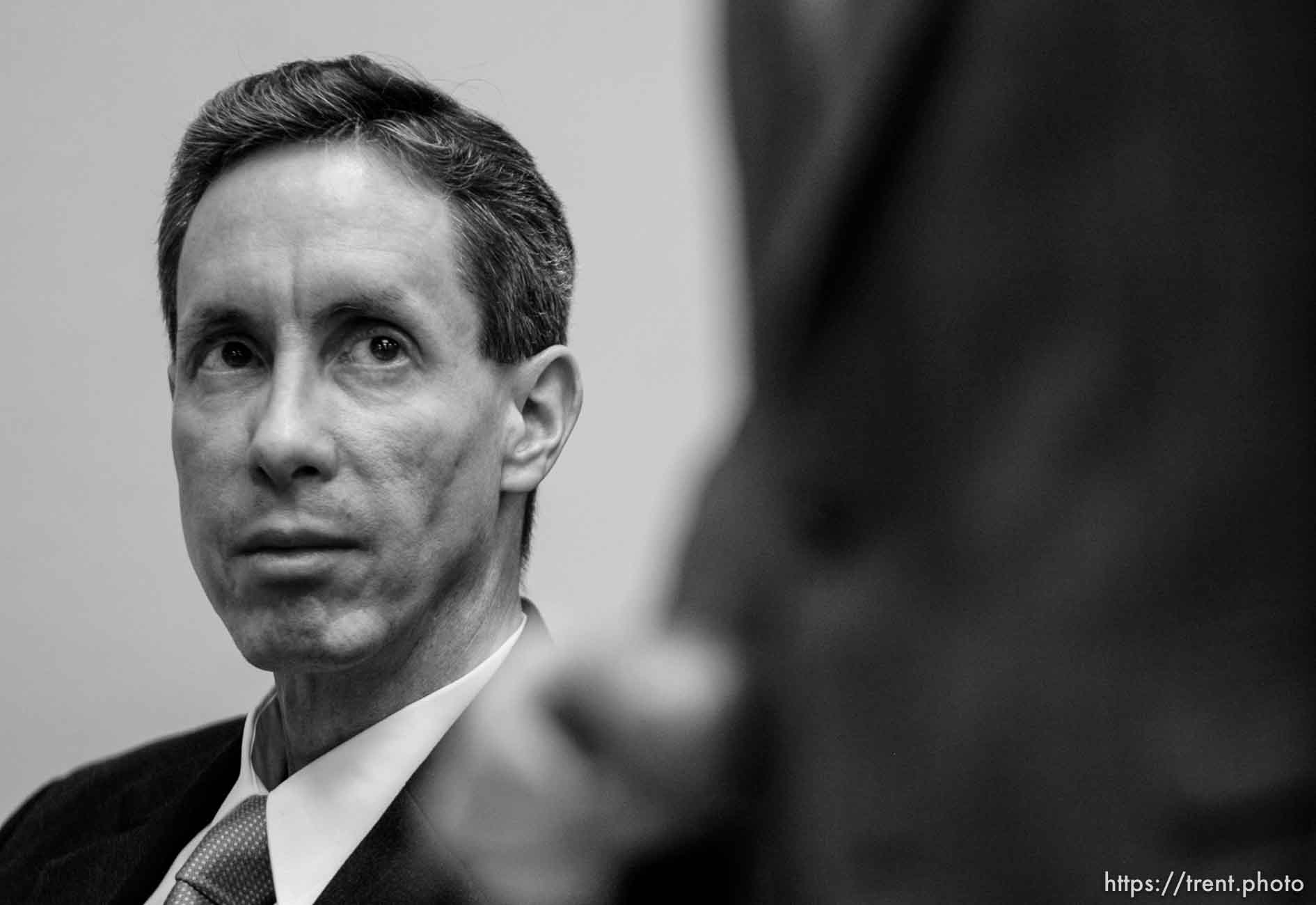 The Warren Jeffs' trial in St. George, Utah. Jeffs, head of the Fundamentalist Church of Jesus Christ of Latter Day Saints, is charged with two counts of rape as an accomplice for allegedly coercing the marriage and rape of a 14-year-old follower to her 19-year-old cousin in 2001.