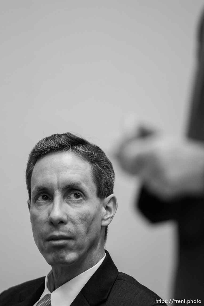 The Warren Jeffs' trial in St. George, Utah. Jeffs, head of the Fundamentalist Church of Jesus Christ of Latter Day Saints, is charged with two counts of rape as an accomplice for allegedly coercing the marriage and rape of a 14-year-old follower to her 19-year-old cousin in 2001.