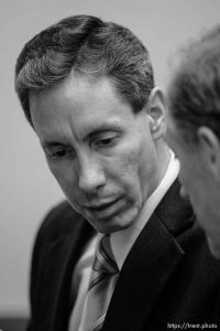 The Warren Jeffs' trial in St. George, Utah. Jeffs, head of the Fundamentalist Church of Jesus Christ of Latter Day Saints, is charged with two counts of rape as an accomplice for allegedly coercing the marriage and rape of a 14-year-old follower to her 19-year-old cousin in 2001.