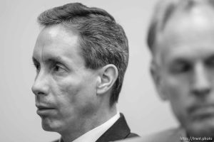 The Warren Jeffs' trial in St. George, Utah. Jeffs, head of the Fundamentalist Church of Jesus Christ of Latter Day Saints, is charged with two counts of rape as an accomplice for allegedly coercing the marriage and rape of a 14-year-old follower to her 19-year-old cousin in 2001.. defense attorney Richard Wright