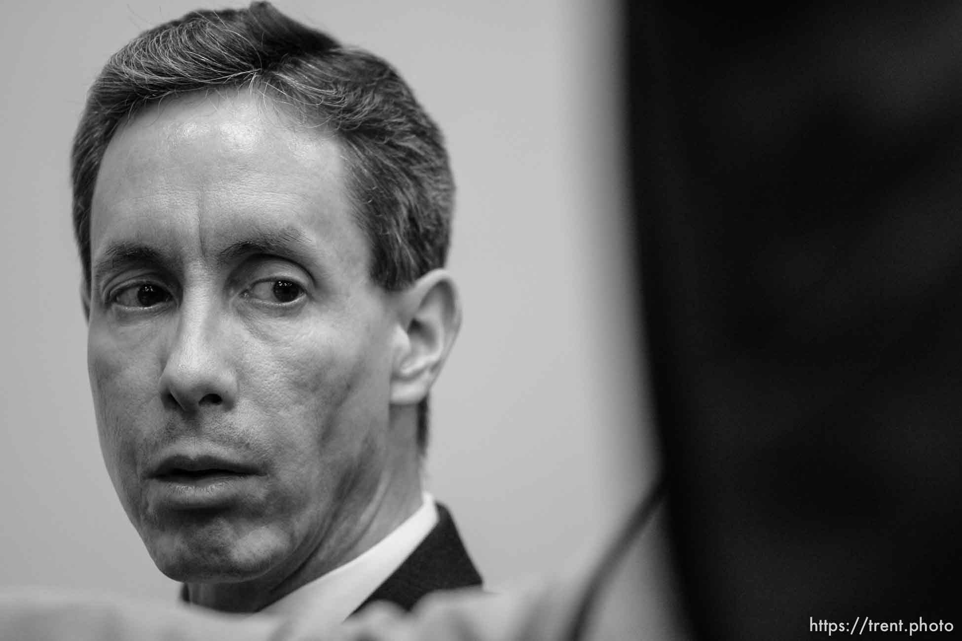 The Warren Jeffs' trial in St. George, Utah. Jeffs, head of the Fundamentalist Church of Jesus Christ of Latter Day Saints, is charged with two counts of rape as an accomplice for allegedly coercing the marriage and rape of a 14-year-old follower to her 19-year-old cousin in 2001.