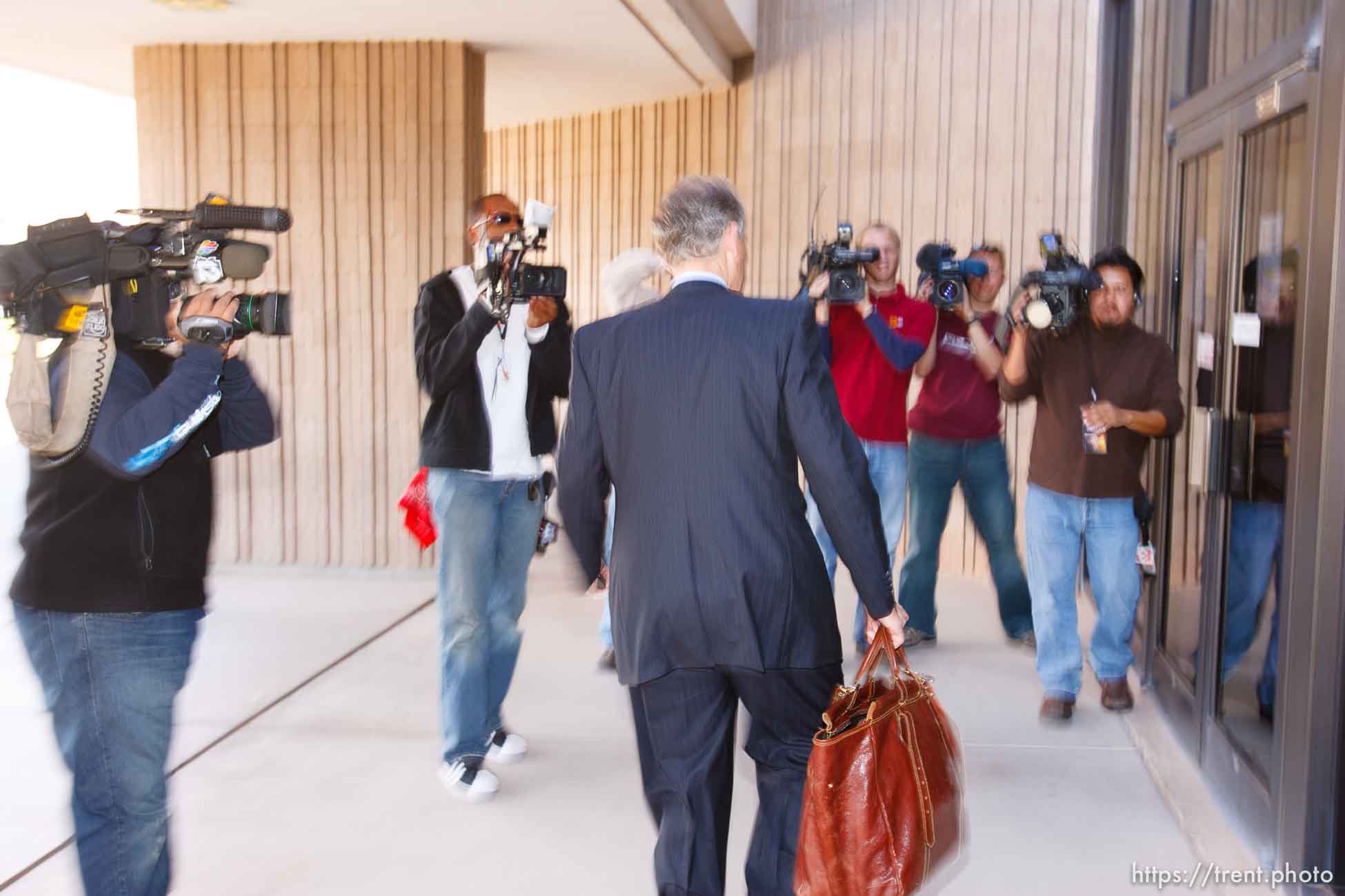 Warren Jeffs attorney Richard Wright. St. George - Polygamous sect leader Warren Jeffs was sentenced Tuesday, November 20, 2007 after being found guilty on two counts of rape as an accomplice, in St. George, Utah. Jeffs, head of the Fundamentalist Church of Jesus Christ of Latter Day Saints, was found guilty of two counts of rape as an accomplice for allegedly coercing the marriage and rape of a 14-year-old follower to her 19-year-old cousin in 2001.
; 11.20.2007