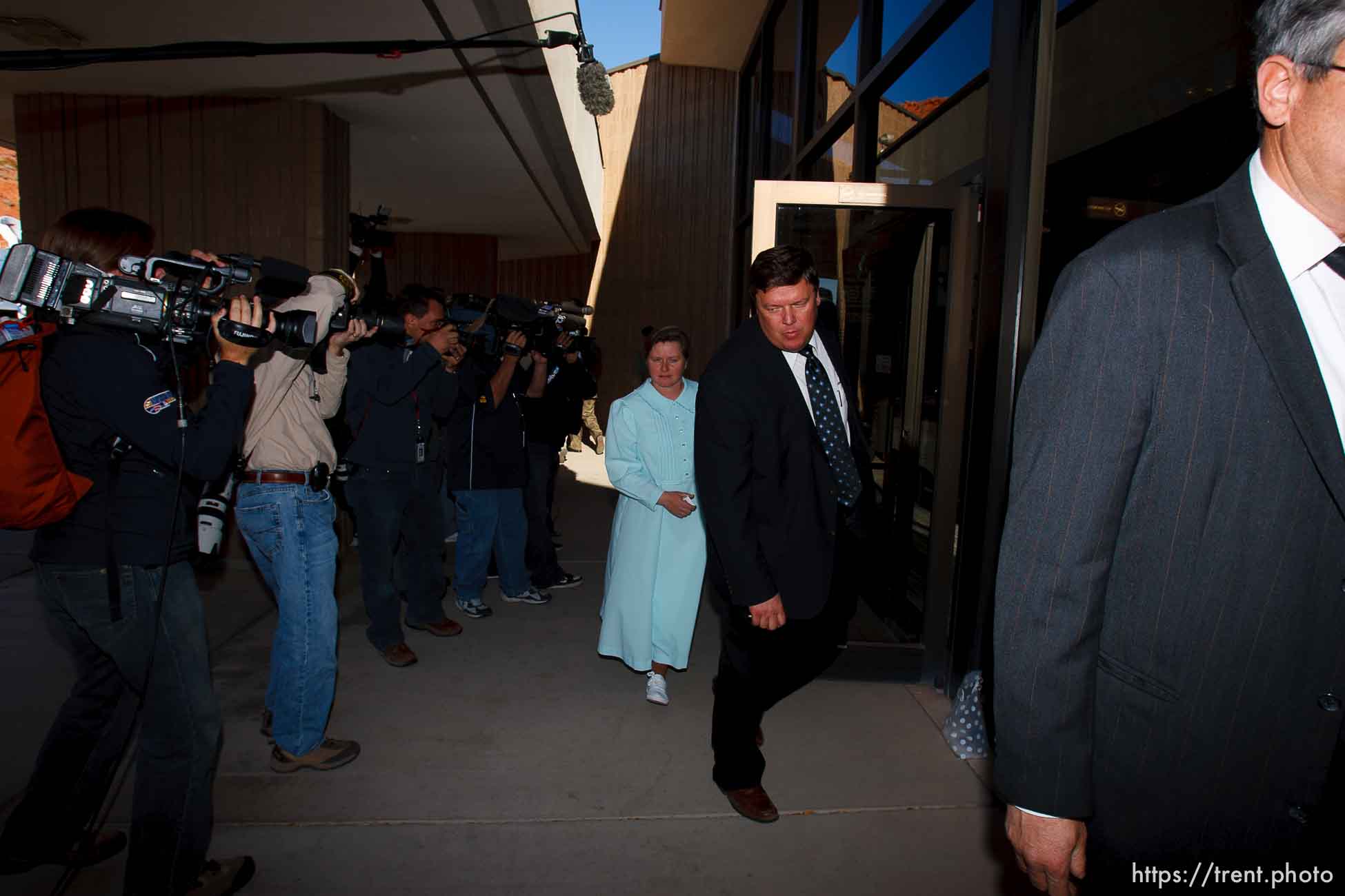 Warren Jeffs supporters and media St. George - Polygamous sect leader Warren Jeffs was sentenced Tuesday, November 20, 2007 after being found guilty on two counts of rape as an accomplice, in St. George, Utah. Jeffs, head of the Fundamentalist Church of Jesus Christ of Latter Day Saints, was found guilty of two counts of rape as an accomplice for allegedly coercing the marriage and rape of a 14-year-old follower to her 19-year-old cousin in 2001.
; 11.20.2007