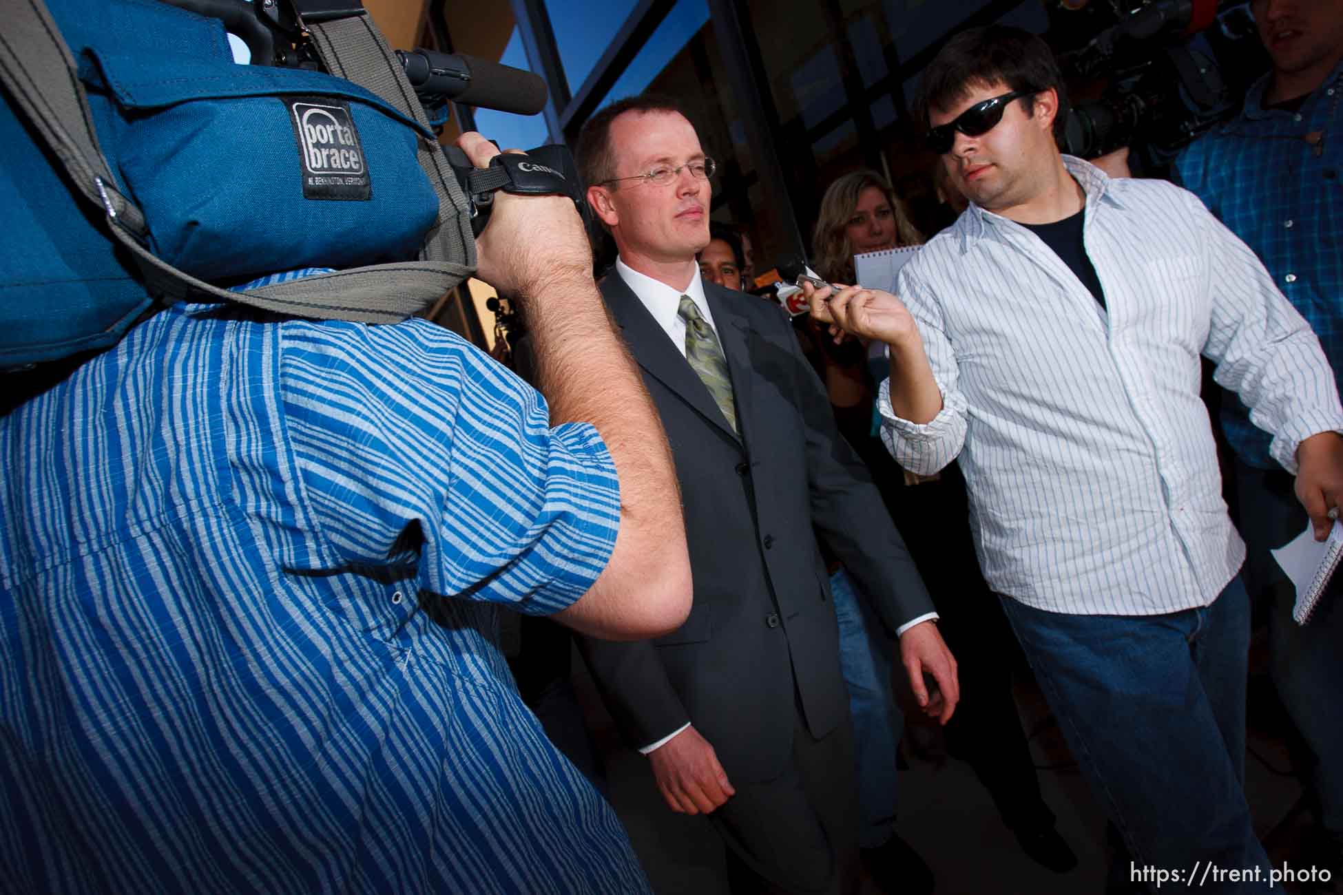 Ben Winslow. Washington County Attorney Brock Belnap and media. St. George - Polygamous sect leader Warren Jeffs was sentenced Tuesday, November 20, 2007 after being found guilty on two counts of rape as an accomplice, in St. George, Utah. Jeffs, head of the Fundamentalist Church of Jesus Christ of Latter Day Saints, was found guilty of two counts of rape as an accomplice for allegedly coercing the marriage and rape of a 14-year-old follower to her 19-year-old cousin in 2001.
; 11.20.2007