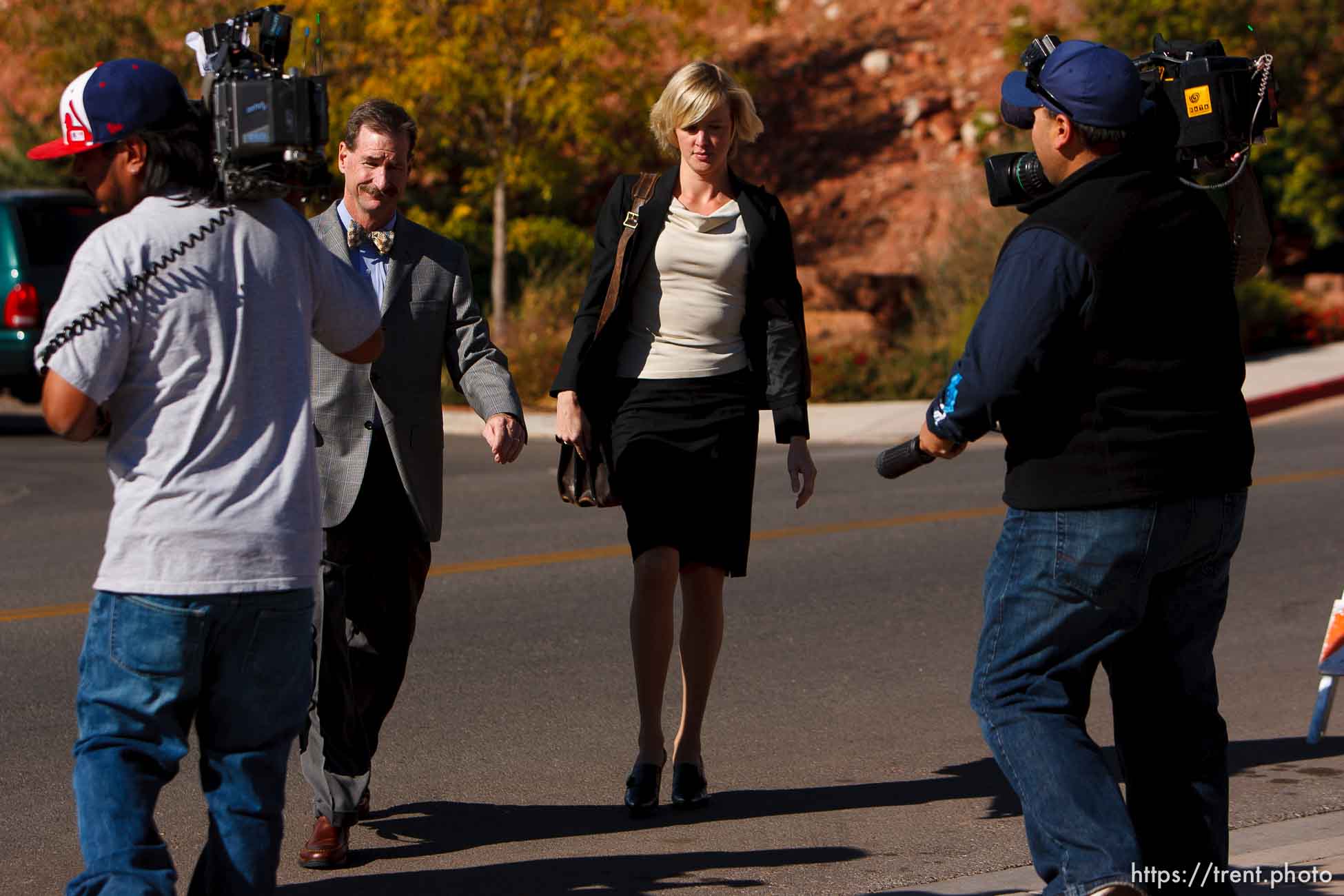 Warren Jeffs attorneys Walter Bugden and Tara Isaacson. St. George - Polygamous sect leader Warren Jeffs was sentenced Tuesday, November 20, 2007 after being found guilty on two counts of rape as an accomplice, in St. George, Utah. Jeffs, head of the Fundamentalist Church of Jesus Christ of Latter Day Saints, was found guilty of two counts of rape as an accomplice for allegedly coercing the marriage and rape of a 14-year-old follower to her 19-year-old cousin in 2001.
; 11.20.2007