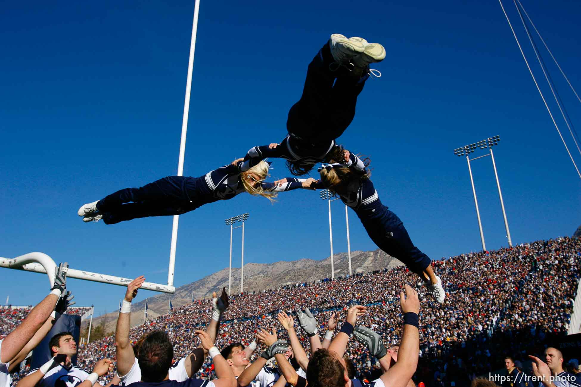 Provo - BYU defeats the University of Utah 17-10 in college football action Saturday at BYU's Lavell Edward Stadium. byu cheer squad.