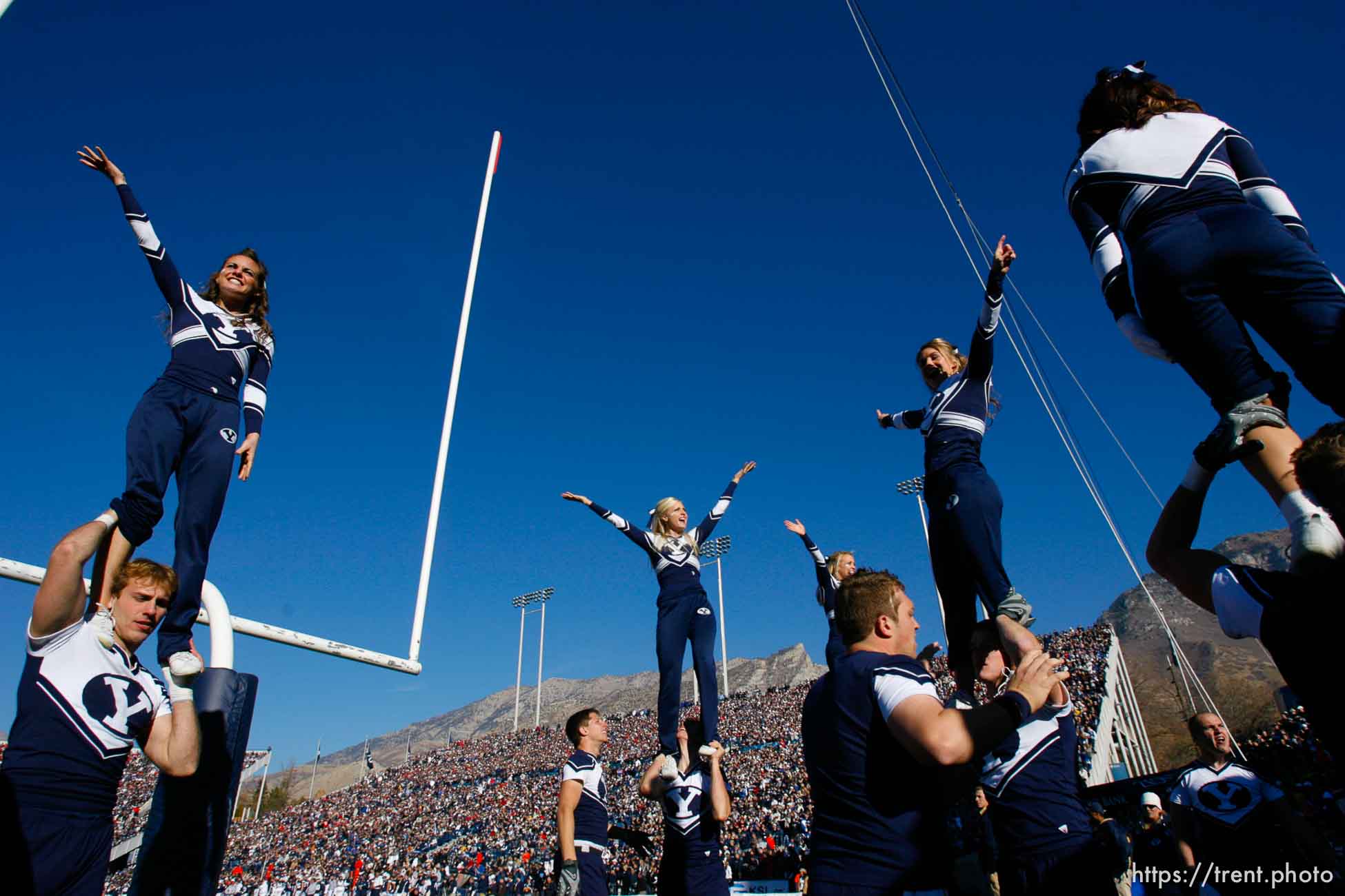 Provo - BYU defeats the University of Utah 17-10 in college football action Saturday at BYU's Lavell Edward Stadium. byu cheer squad.