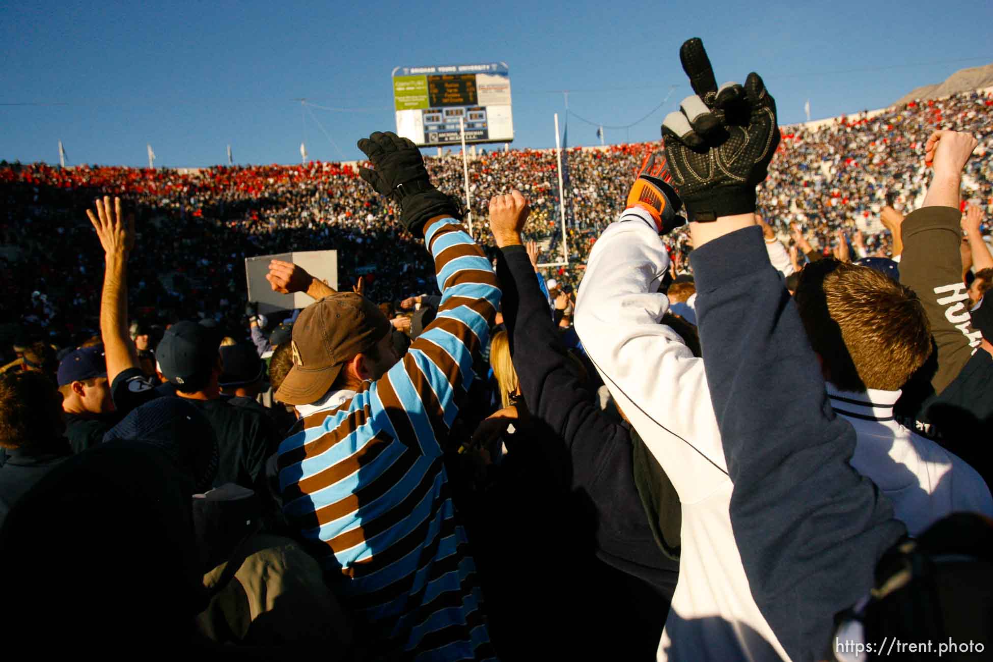 Provo - BYU defeats the University of Utah 17-10 in college football action Saturday at BYU's Lavell Edward Stadium. byu fan flips off utah fans