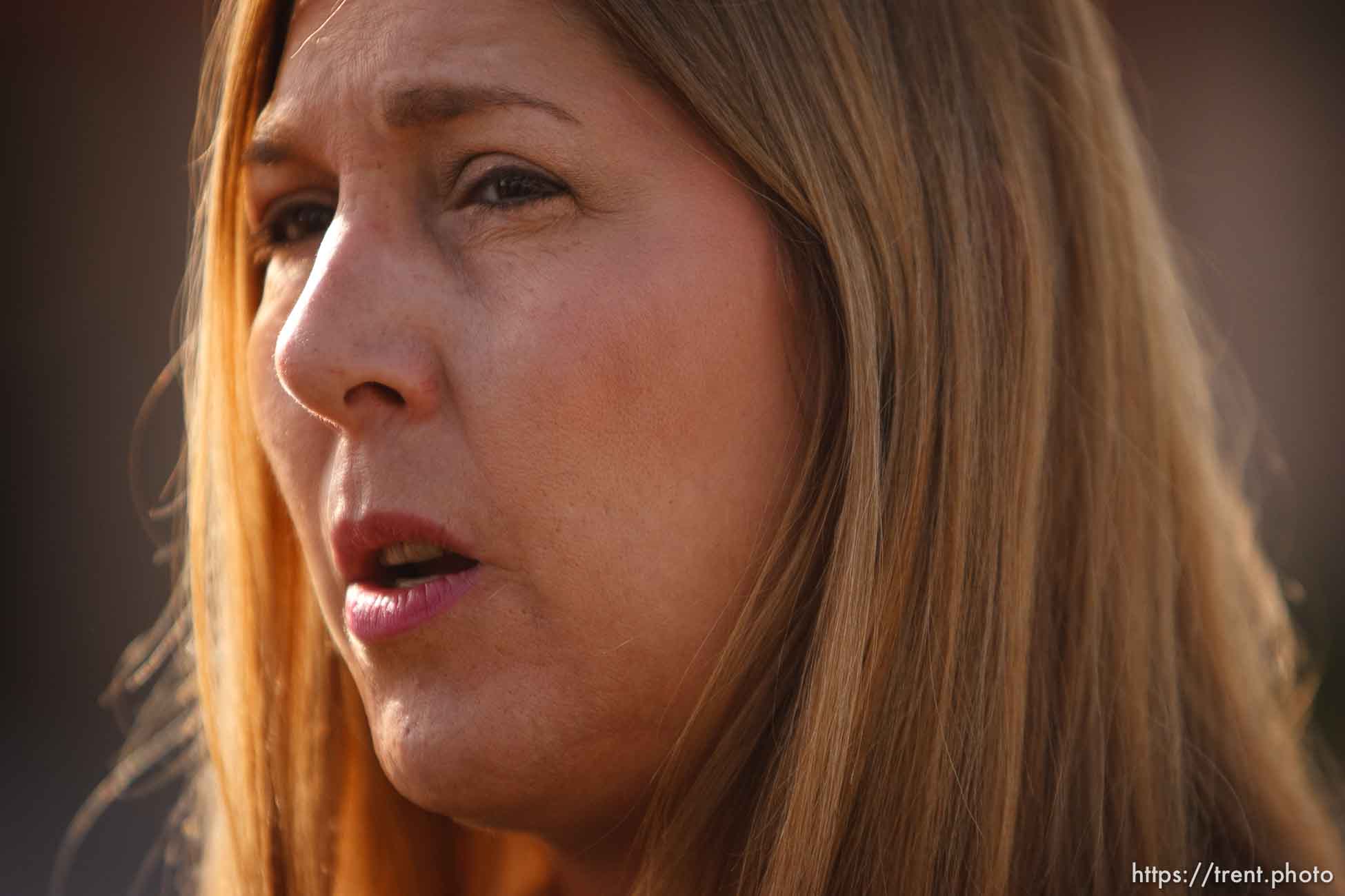 Debra Brown, executive director for children at risk of Texas Child Protective Services, says the agency is going through various books on the FLDS people to gain some understanding of their situation, as she spoke to reporters at Fort Concho Monday, April 7, 2008, where women and children from the YFZ Ranch have been taken.