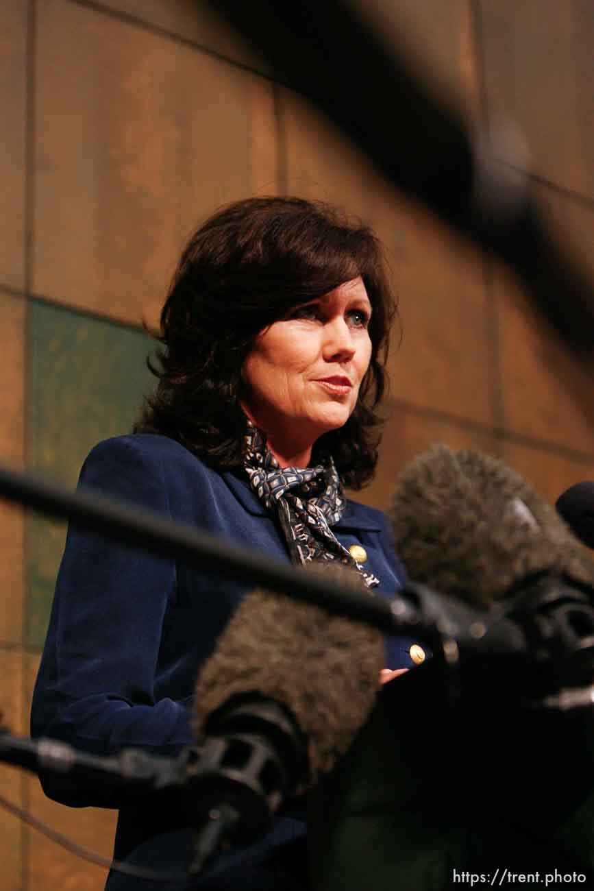 San Angelo - Marleigh Meisner, spokesperson for Texas Department of Family and Protective Services, speaks at a press conference near Fort Concho Tuesday, April 15, 2008. . Tuesday April 15, 2008.