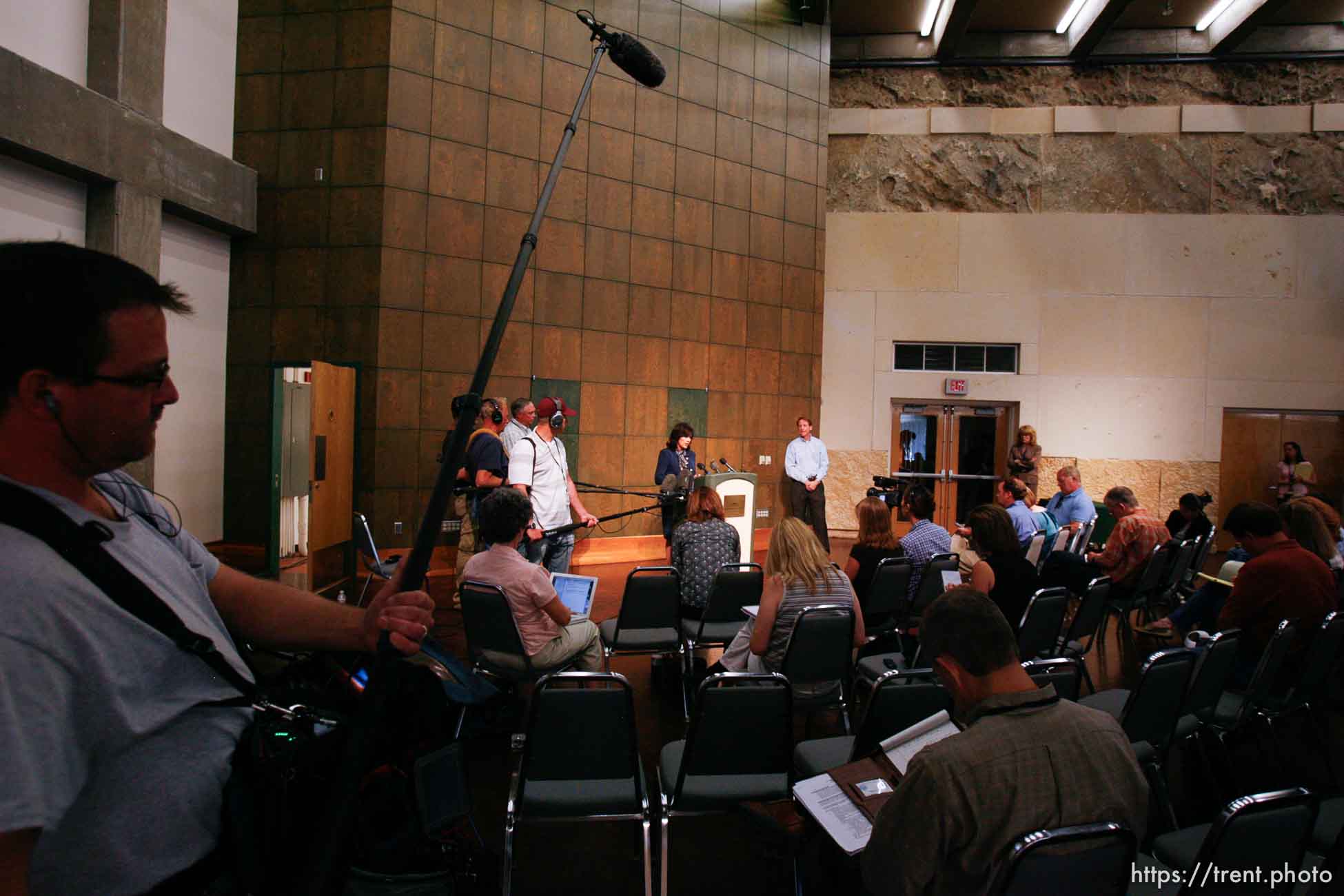 San Angelo - Marleigh Meisner, spokesperson for Texas Department of Family and Protective Services, speaks at a press conference near Fort Concho Tuesday April 15, 2008.