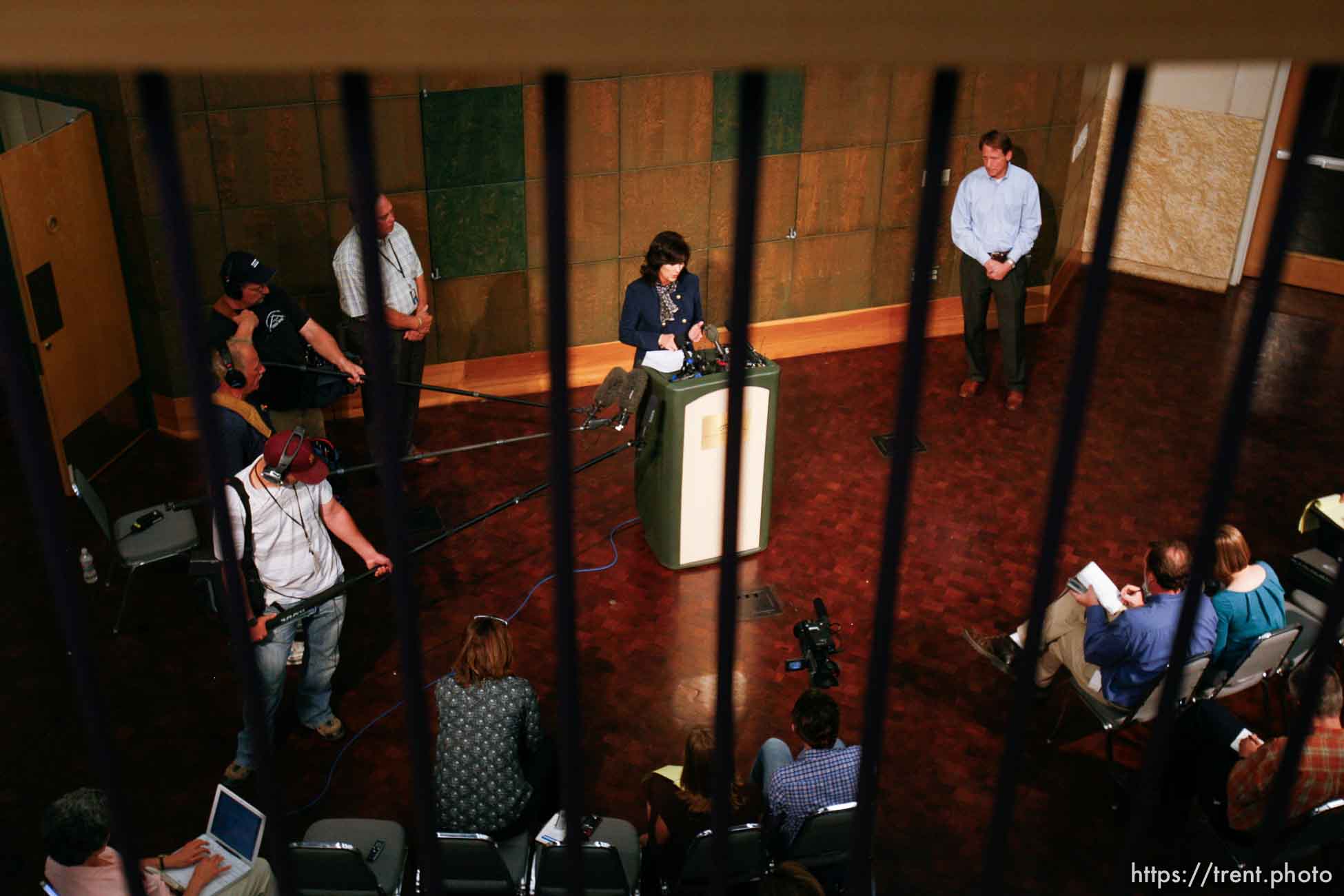 San Angelo - Marleigh Meisner, spokesperson for Texas Department of Family and Protective Services, speaks at a press conference near Fort Concho Tuesday April 15, 2008.