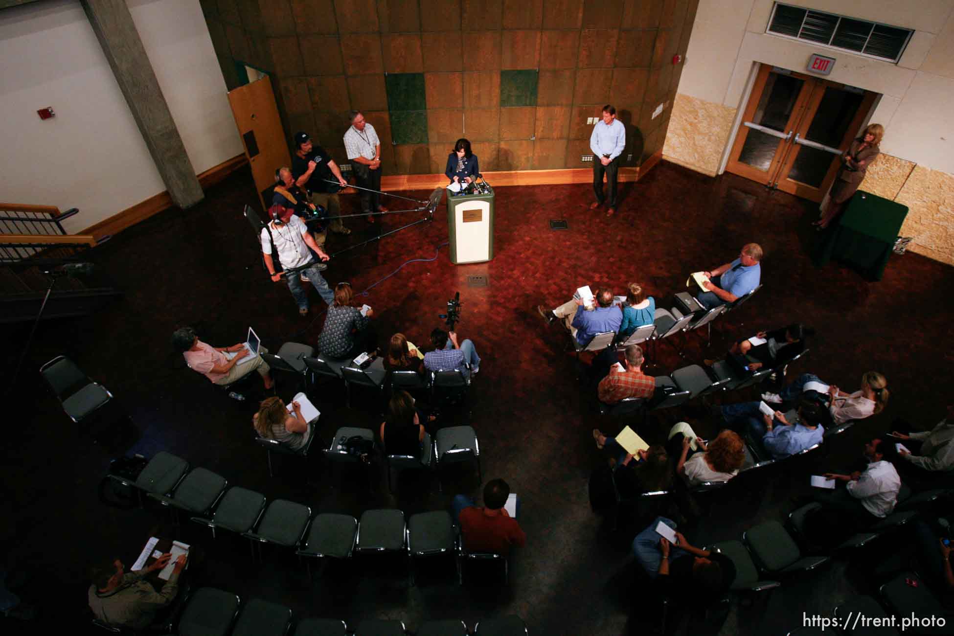 San Angelo - Marleigh Meisner, spokesperson for Texas Department of Family and Protective Services, speaks at a press conference near Fort Concho Tuesday April 15, 2008.