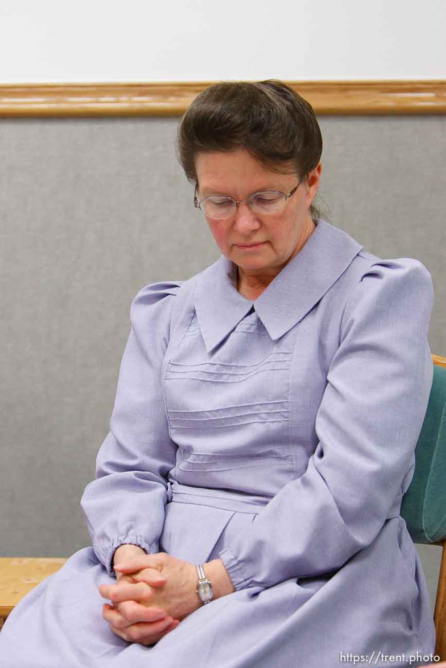 Marianne, an FLDS woman on the YFZ Ranch Wednesday, April 16, 2008, tells the story of being taken with her four daughters in the raid.