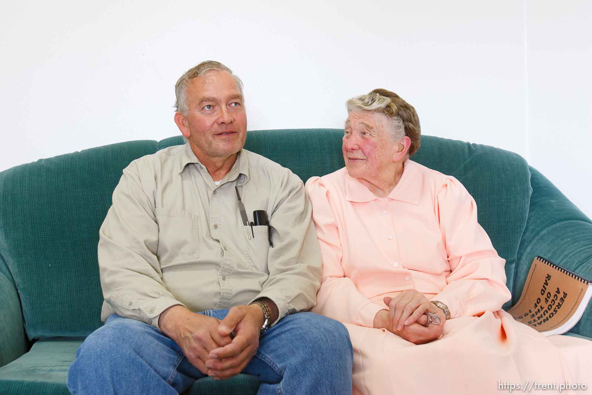 Lamar Johnson and Gwendolyn, an FLDS woman on the YFZ Ranch Wednesday, April 16, 2008.