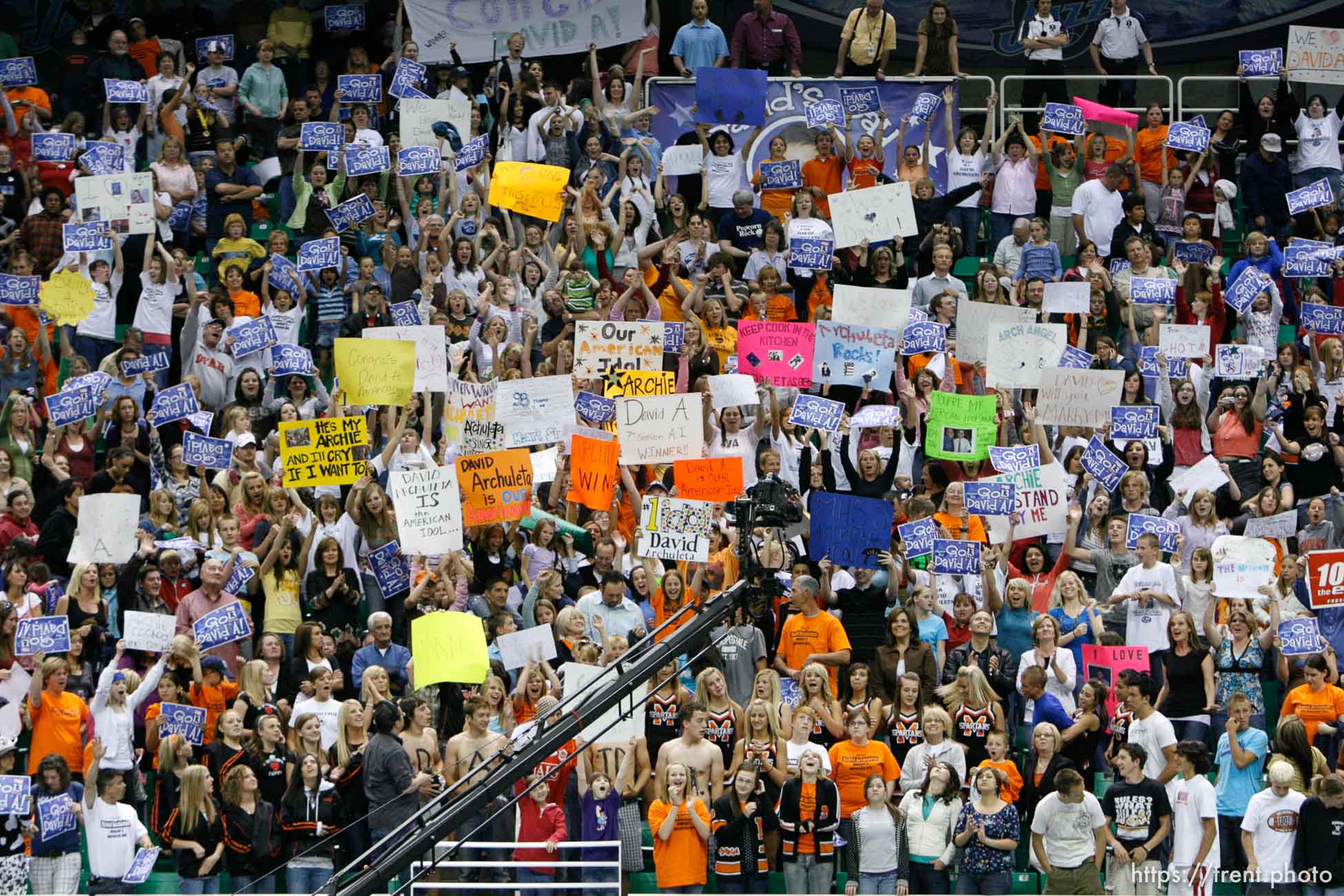 Salt Lake City - David Cook was announced the winner of the seventh season of American Idol is announced live in front of a frenzied crowd of David Archuletta fans Wednesday, May 21, 2008 at EnergySolutions Arena.
; 5.21.2008