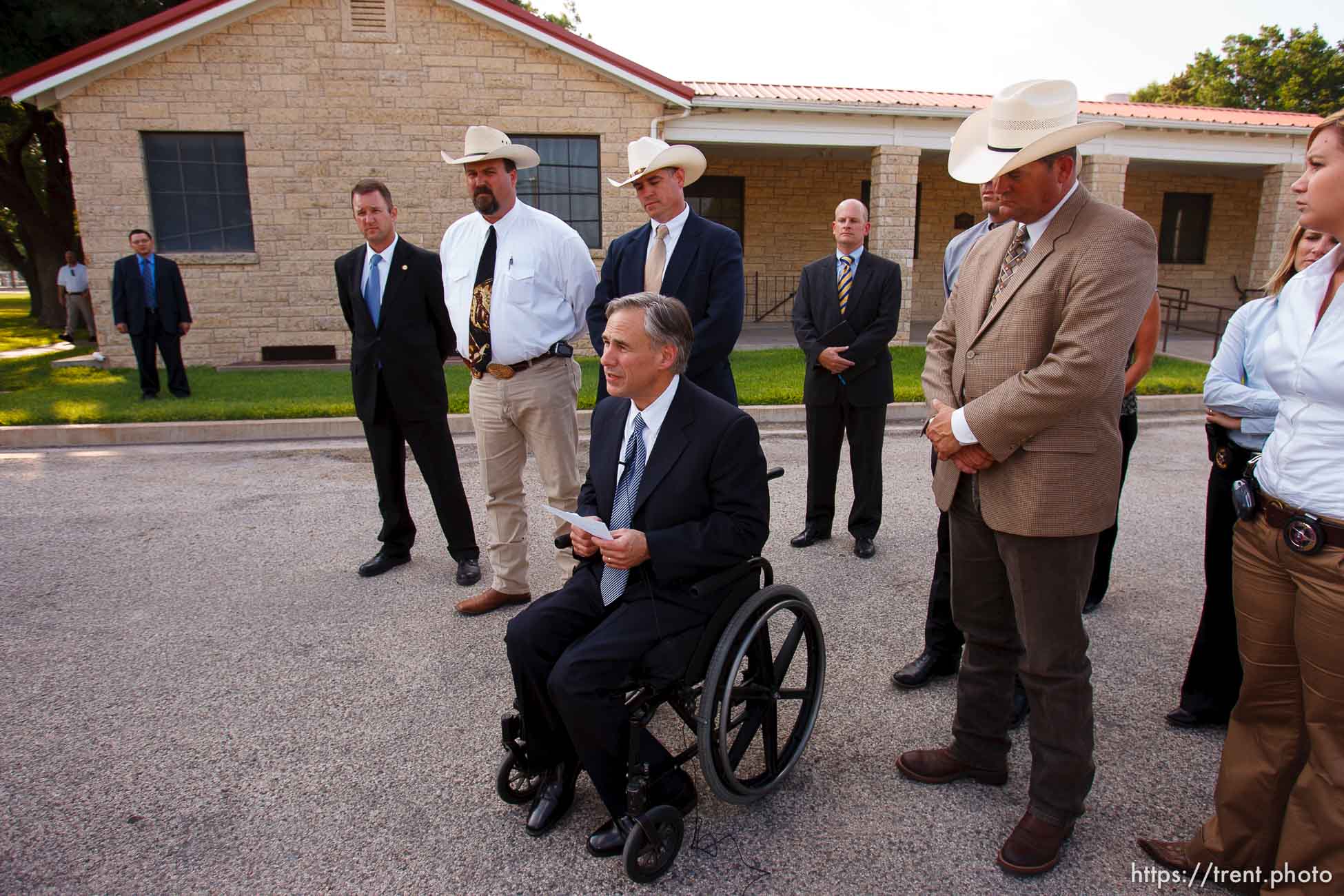 Eldorado - Texas Attorney General Greg Abbott announces the inditement of six individuals associated with the YFZ ranch. A grand jury reconvened at the Schleicher County Courthouse  Tuesday, July 22 2008 to consider charges stemming from the raid on the YFZ ranch. Tuesday, July 22, 2008.