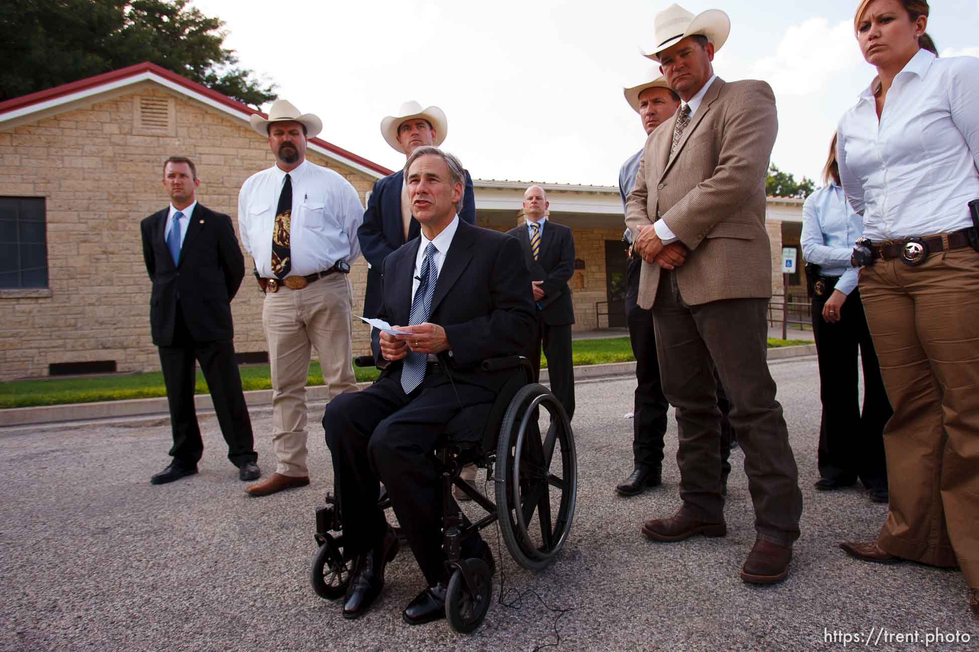 Eldorado - Texas Attorney General Greg Abbott announces the inditement of six individuals associated with the YFZ ranch. A grand jury reconvened at the Schleicher County Courthouse  Tuesday, July 22 2008 to consider charges stemming from the raid on the YFZ ranch. Tuesday, July 22, 2008.