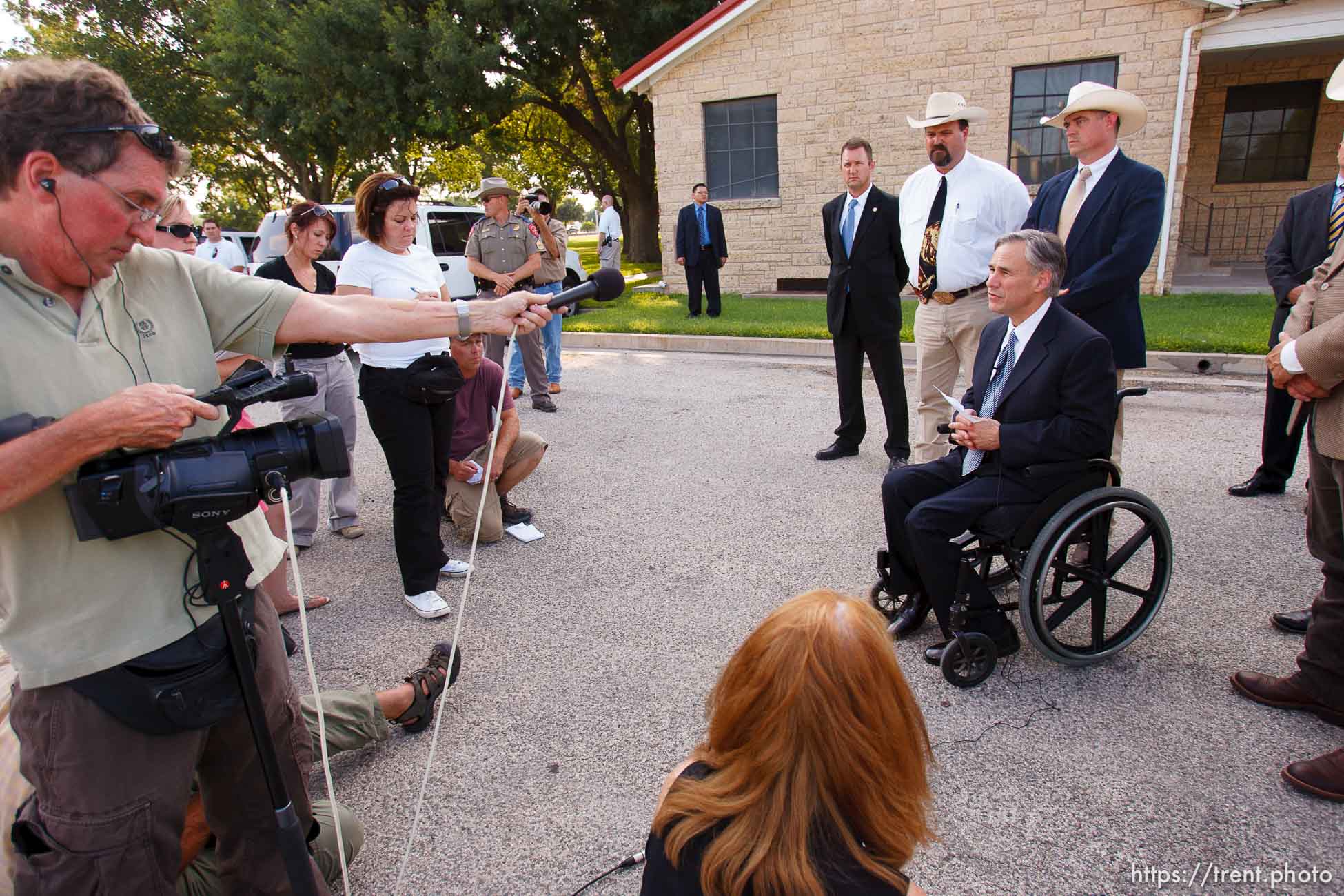 Eldorado - Texas Attorney General Greg Abbott announces the inditement of six individuals associated with the YFZ ranch. A grand jury reconvened at the Schleicher County Courthouse  Tuesday, July 22 2008 to consider charges stemming from the raid on the YFZ ranch. Tuesday, July 22, 2008.