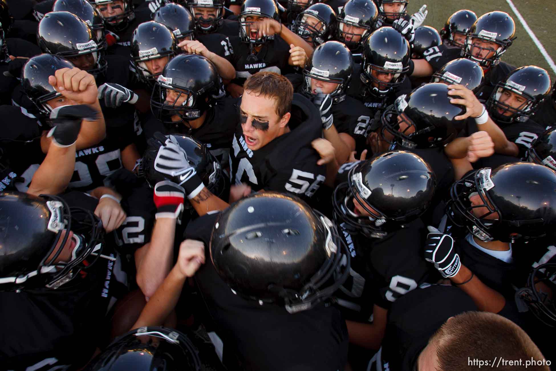 Sandy - Alta vs. Bingham high school football Friday, August 29, 2008. 
pre-game huddle