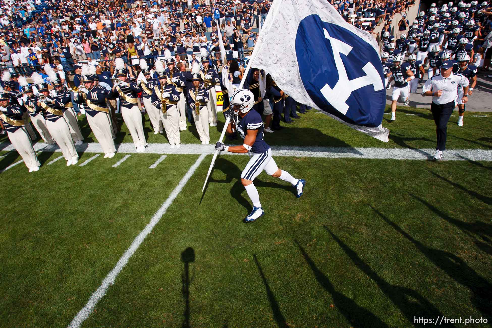 Provo - BYU vs. Northern Iowa college football Saturday, August 30, 2008 at Edwards Stadium. byu players take the field