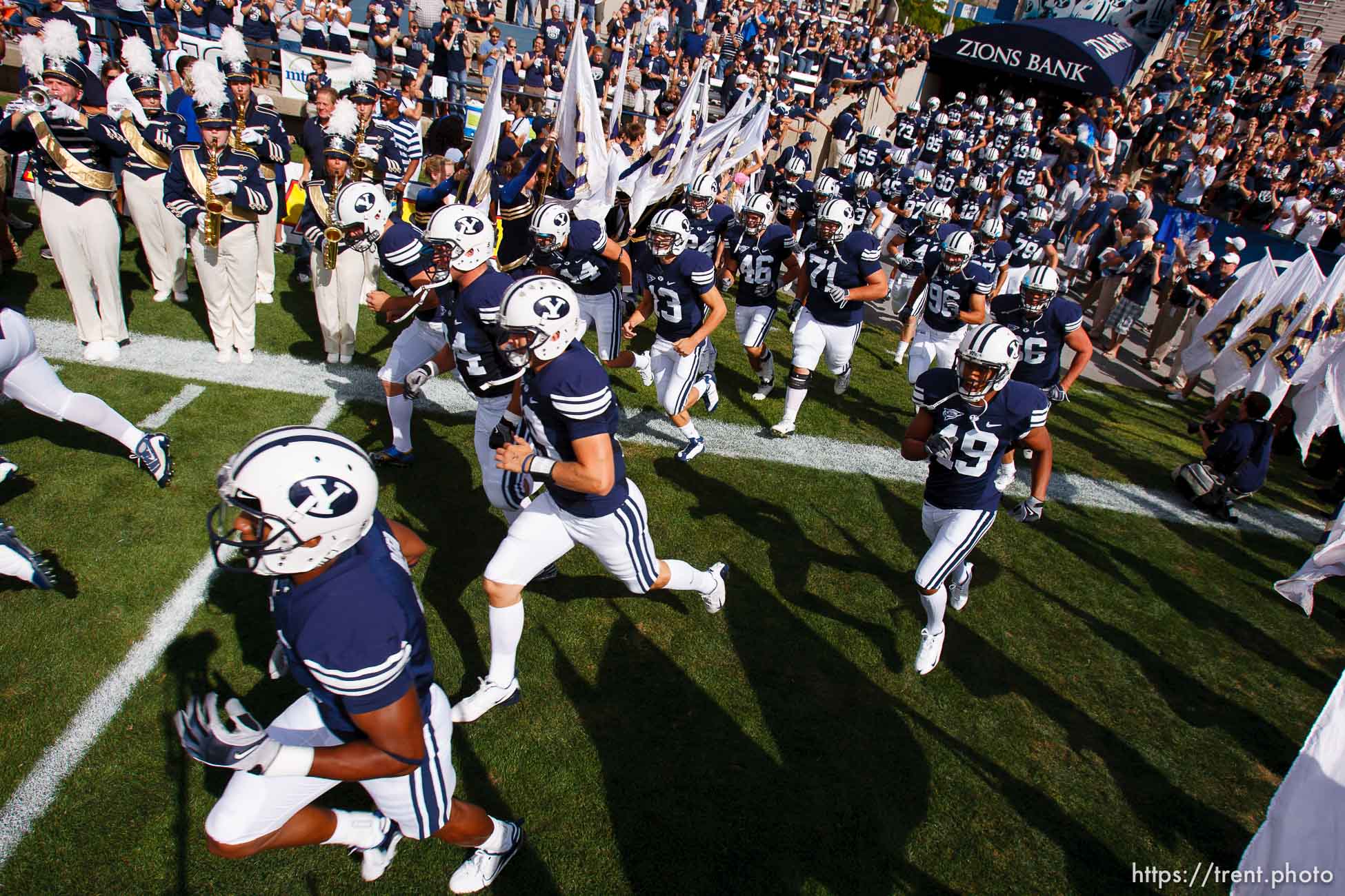 Provo - BYU vs. Northern Iowa college football Saturday, August 30, 2008 at Edwards Stadium. byu players take the field