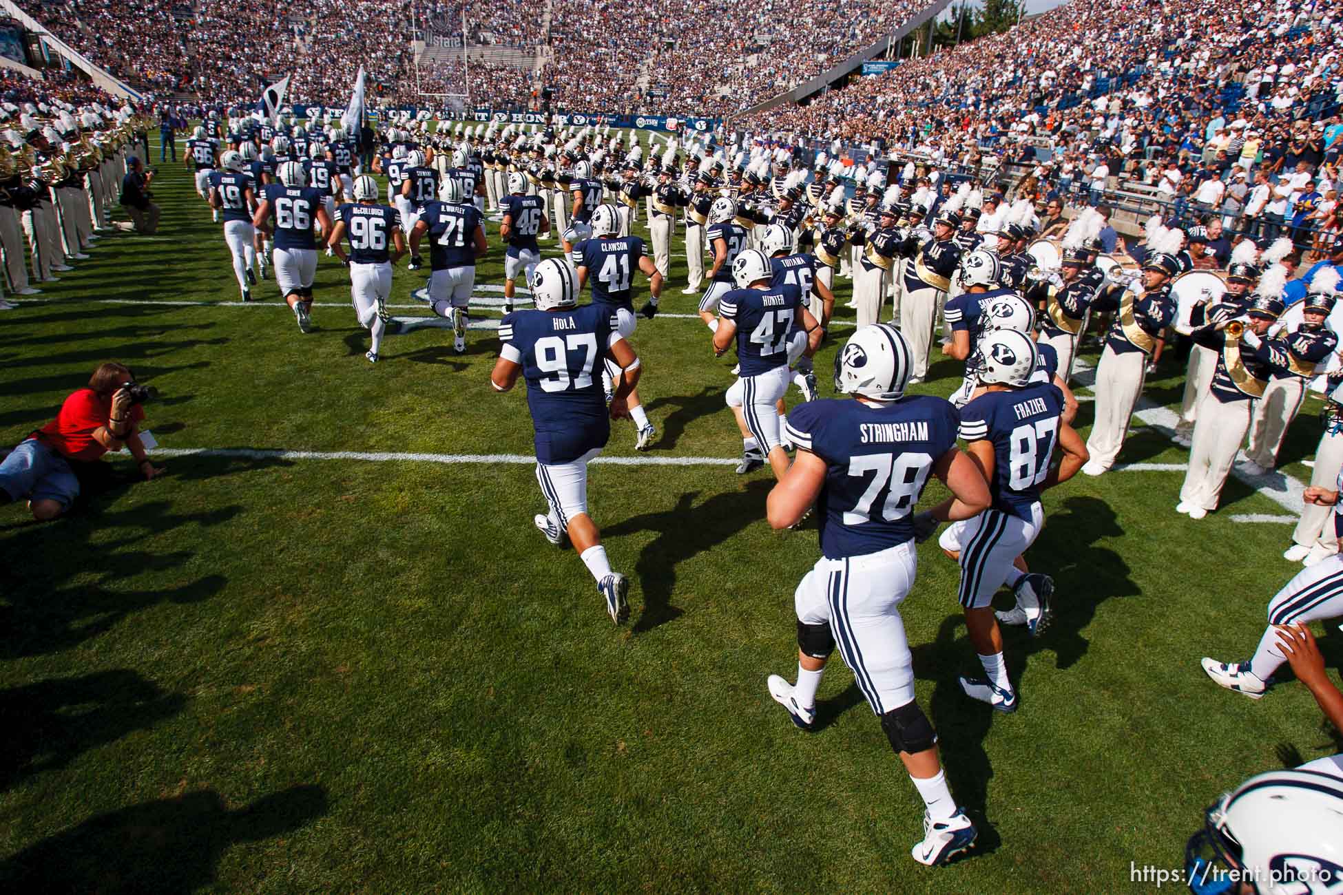 Provo - BYU vs. Northern Iowa college football Saturday, August 30, 2008 at Edwards Stadium. byu players take the field. keith johnson