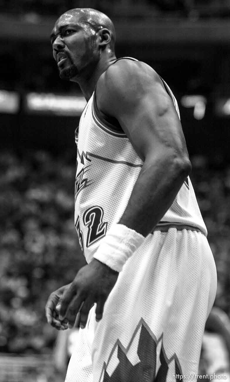 Angry Karl Malone at Utah Jazz vs. Los Angeles Clippers.