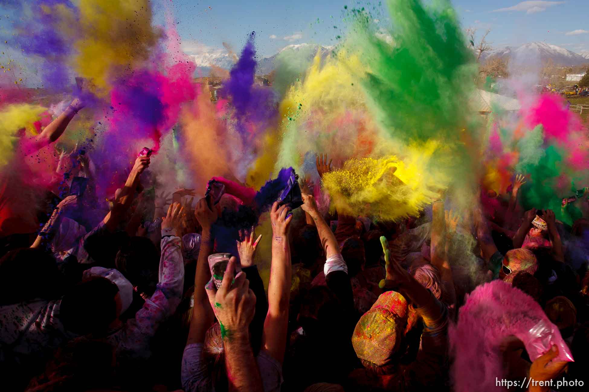 Spanish Fork - Spring was welcomed at the Hare Krishna Temple during Holi, The Festival of Colors Saturday March 28, 2009. Thousands gathered to throw colored powder into the air, signifying the joy and colors of spring arriving.