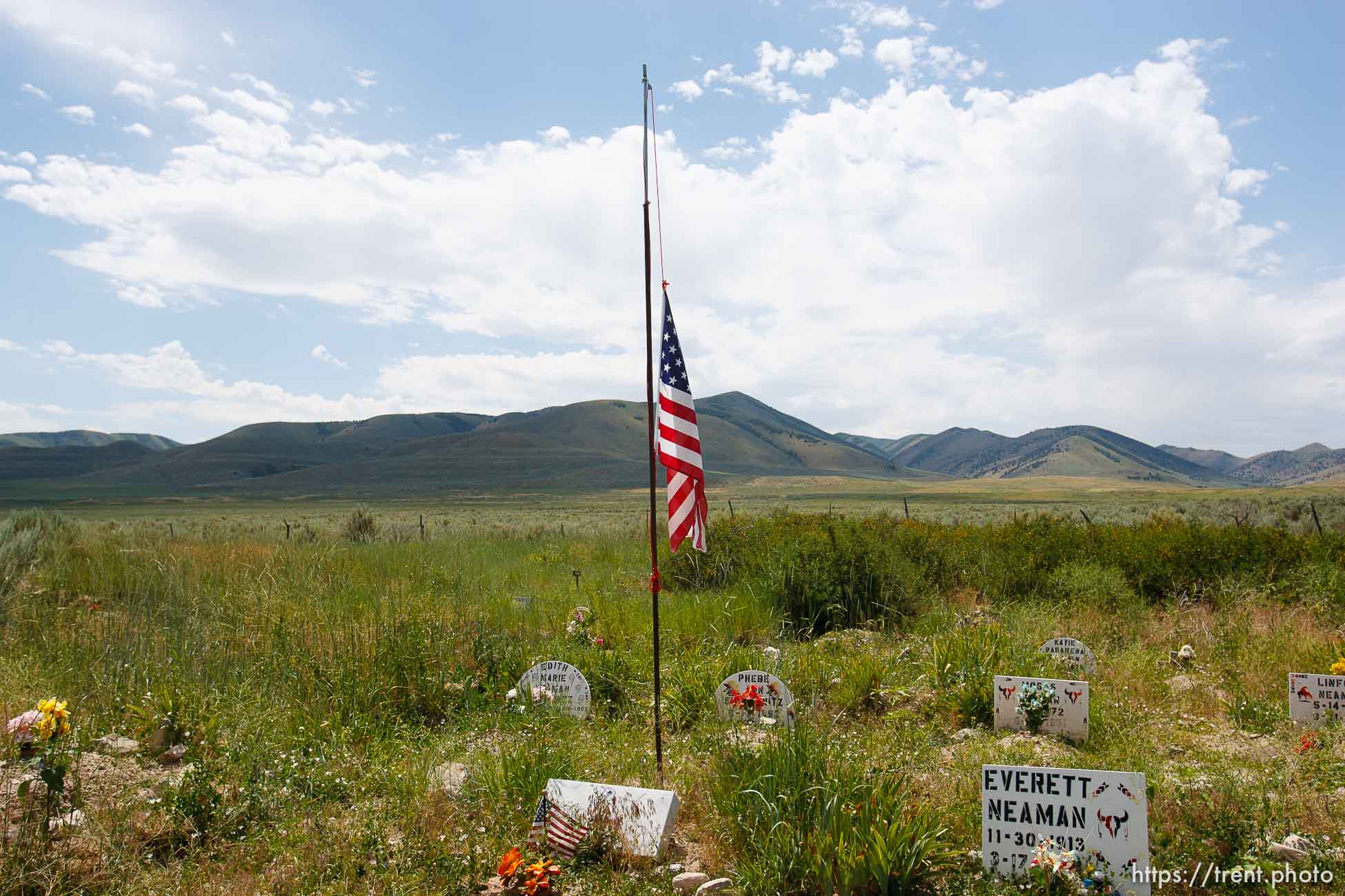 Washakie - Leland Pubigee, an elder in the Northwestern Band of the Shoshone, has died. This is the address of the North Stake Center (LDS), where his funeral will be. Leland will be buried at the Washakie Cemetery, an isolated dry patch that is part of the 400 acres the Northwestern Band has near the Idaho border, the last of its ancestral lands.  Saturday, July 18, 2009.