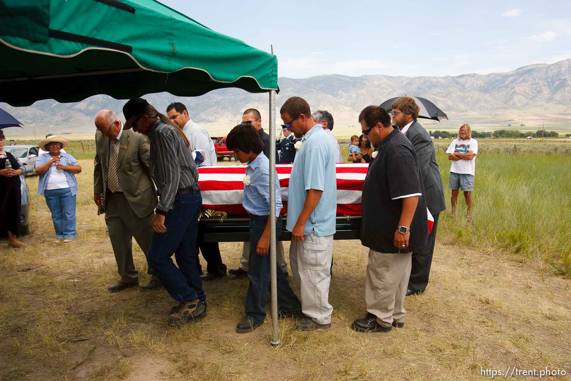 Washakie - Leland Pubigee, an elder in the Northwestern Band of the Shoshone, has died. This is the address of the North Stake Center (LDS), where his funeral will be. Leland will be buried at the Washakie Cemetery, an isolated dry patch that is part of the 400 acres the Northwestern Band has near the Idaho border, the last of its ancestral lands.  Saturday, July 18, 2009.