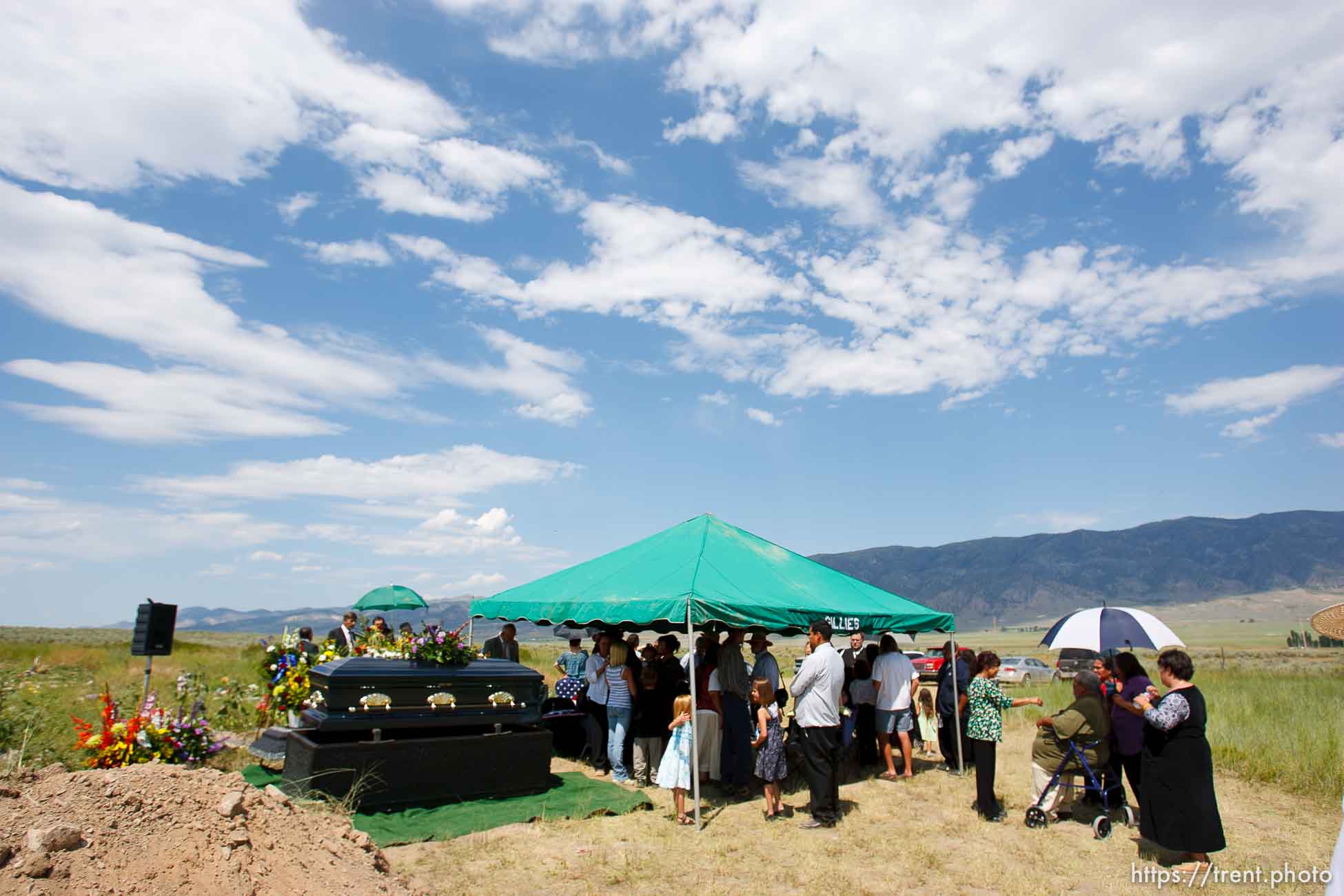 Washakie - Leland Pubigee, an elder in the Northwestern Band of the Shoshone, has died. This is the address of the North Stake Center (LDS), where his funeral will be. Leland will be buried at the Washakie Cemetery, an isolated dry patch that is part of the 400 acres the Northwestern Band has near the Idaho border, the last of its ancestral lands.  Saturday, July 18, 2009.