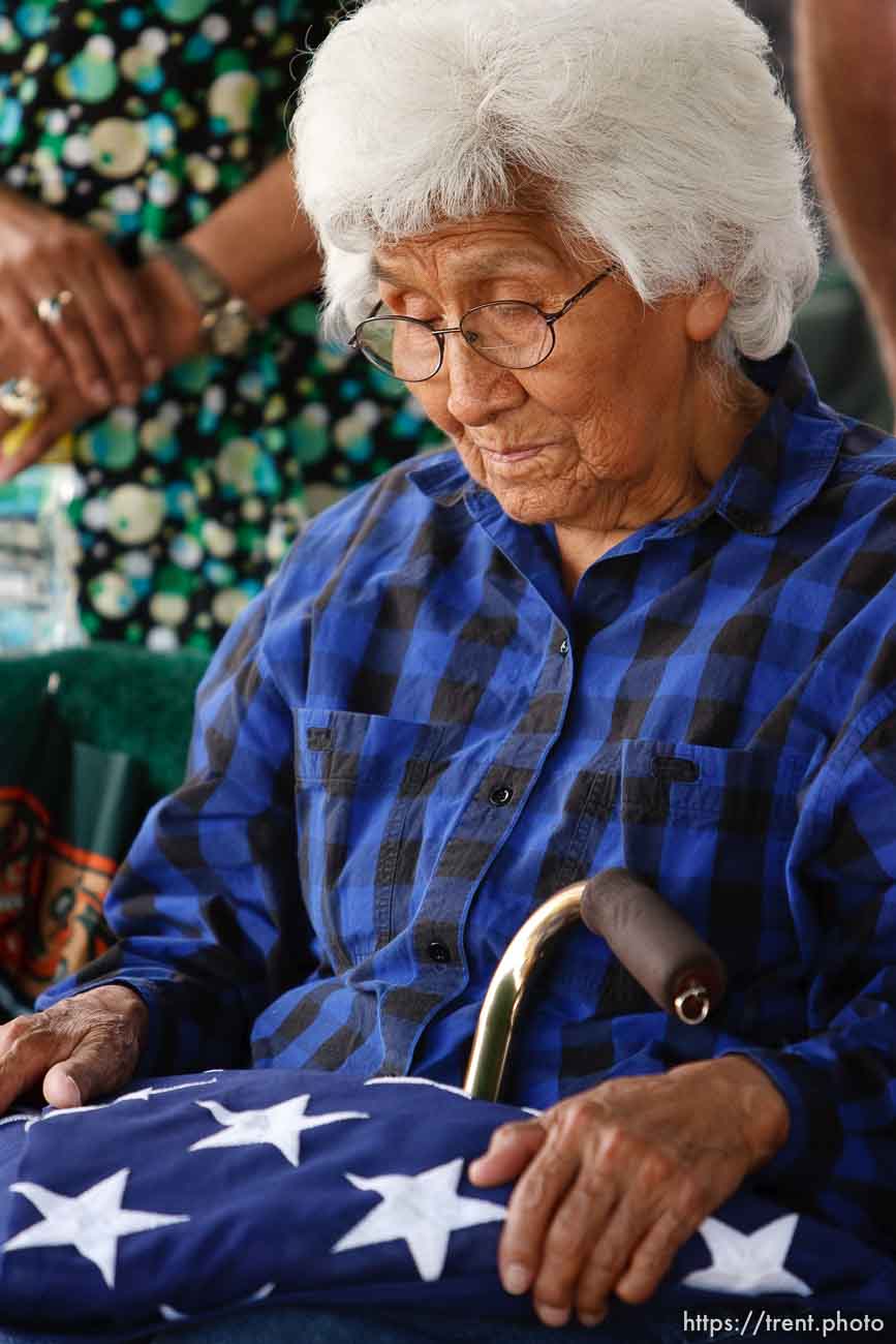 Washakie - Leland Pubigee, an elder in the Northwestern Band of the Shoshone, has died. This is the address of the North Stake Center (LDS), where his funeral will be. Leland will be buried at the Washakie Cemetery, an isolated dry patch that is part of the 400 acres the Northwestern Band has near the Idaho border, the last of its ancestral lands.  Saturday, July 18, 2009.
Trent Nelson/The Salt Lake Tribune; 7.18.2009